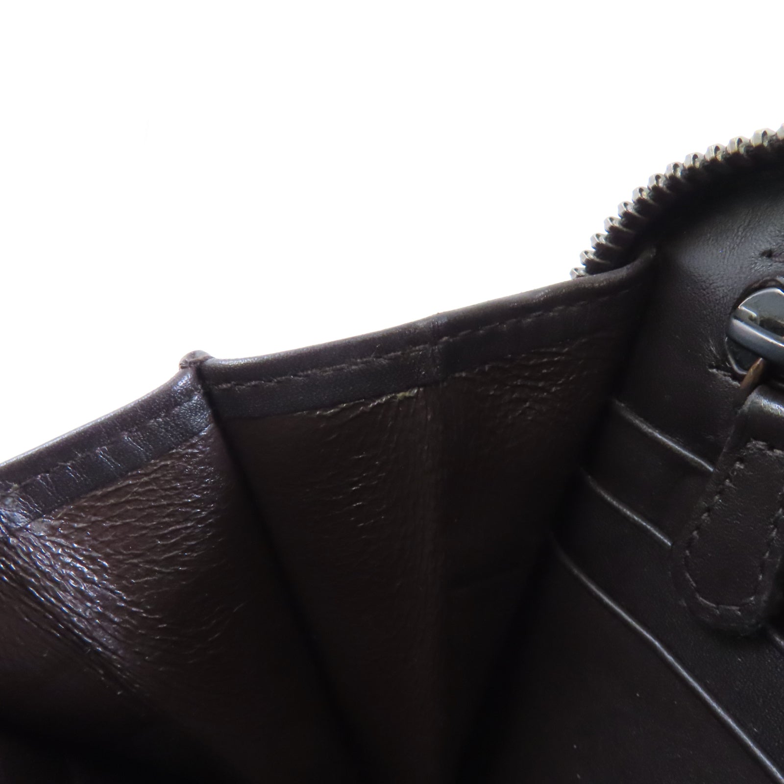 BOTTEGA VENETA 織紋牛皮皮革Zipper Wallet金扣長錢包黑色