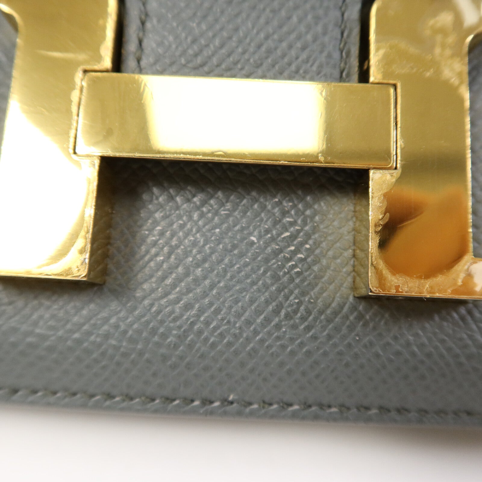 HERMES Epsom皮革Constance Mini金扣肩背袋Bleu Orage
