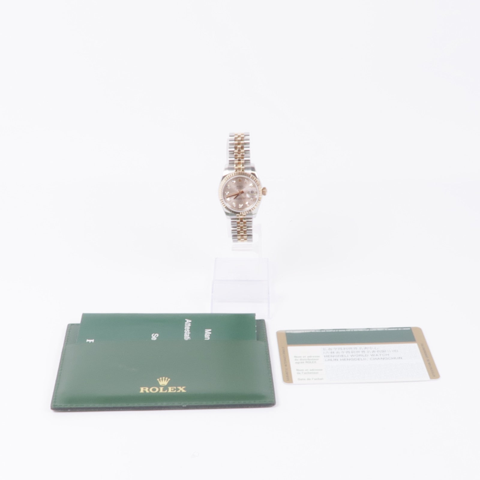 ROLEX Datejust不鏽鋼/18K玫瑰金/鑽石手錶自動機芯