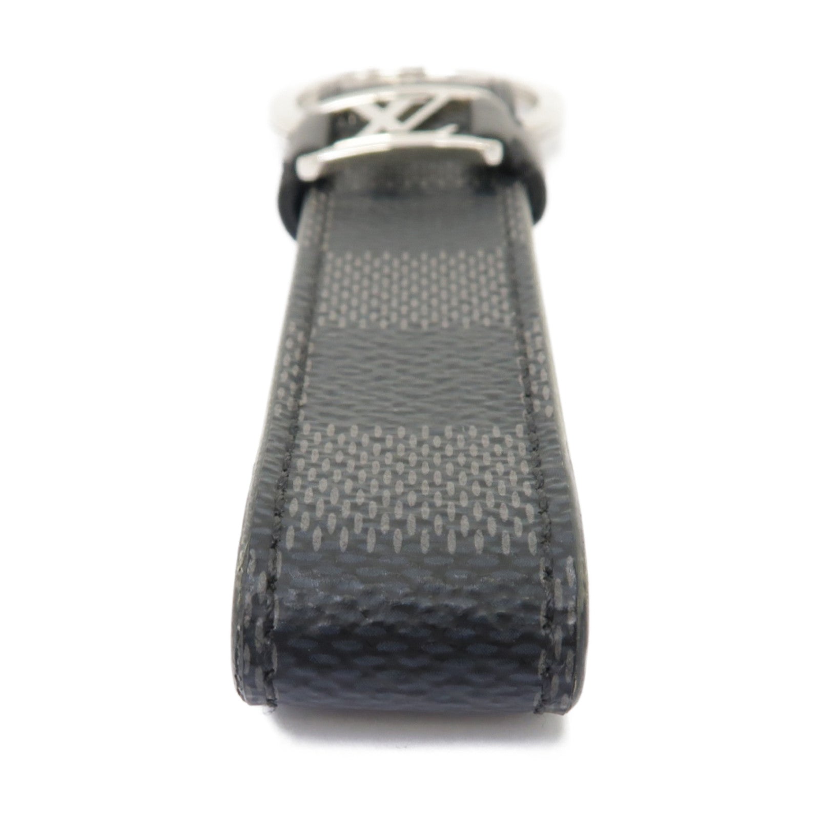 LOUIS VUITTON Damier Dragonne銀扣鑰匙扣黑色