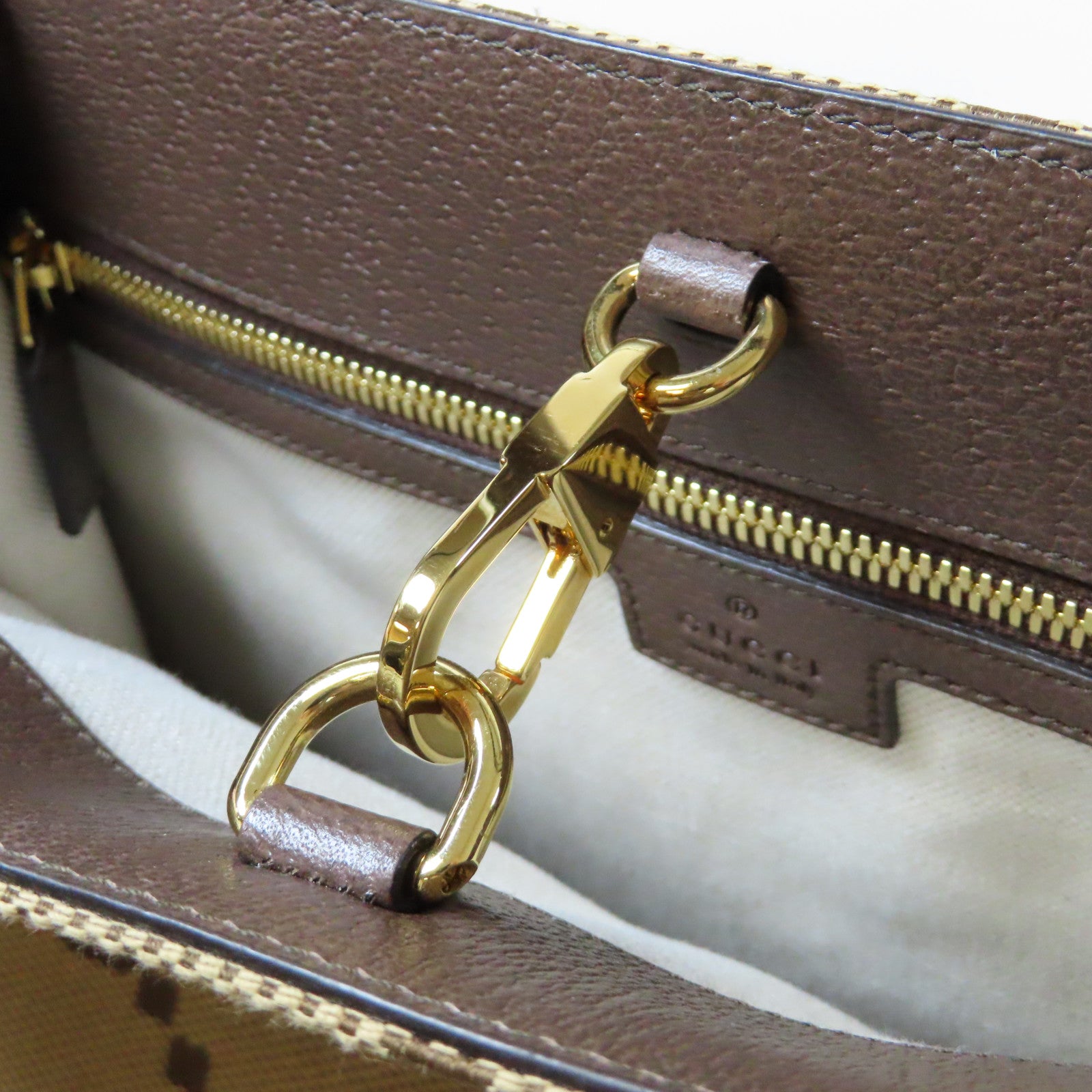 GUCCI 【激減優惠】帆布Jumbo GG Tote Bag金扣手挽肩背兩用袋啡色