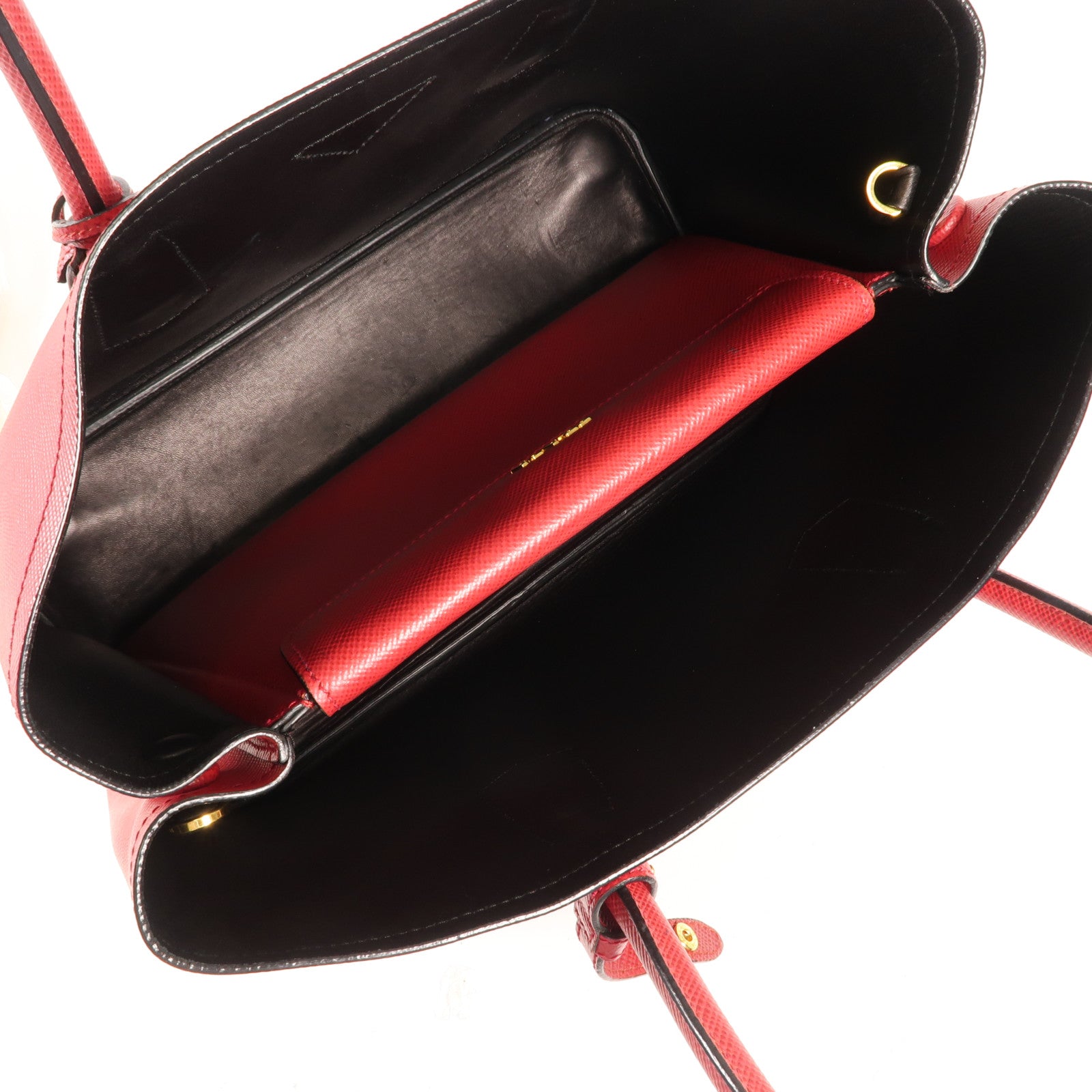 PRADA Saffiano皮革金扣手挽肩背兩用袋