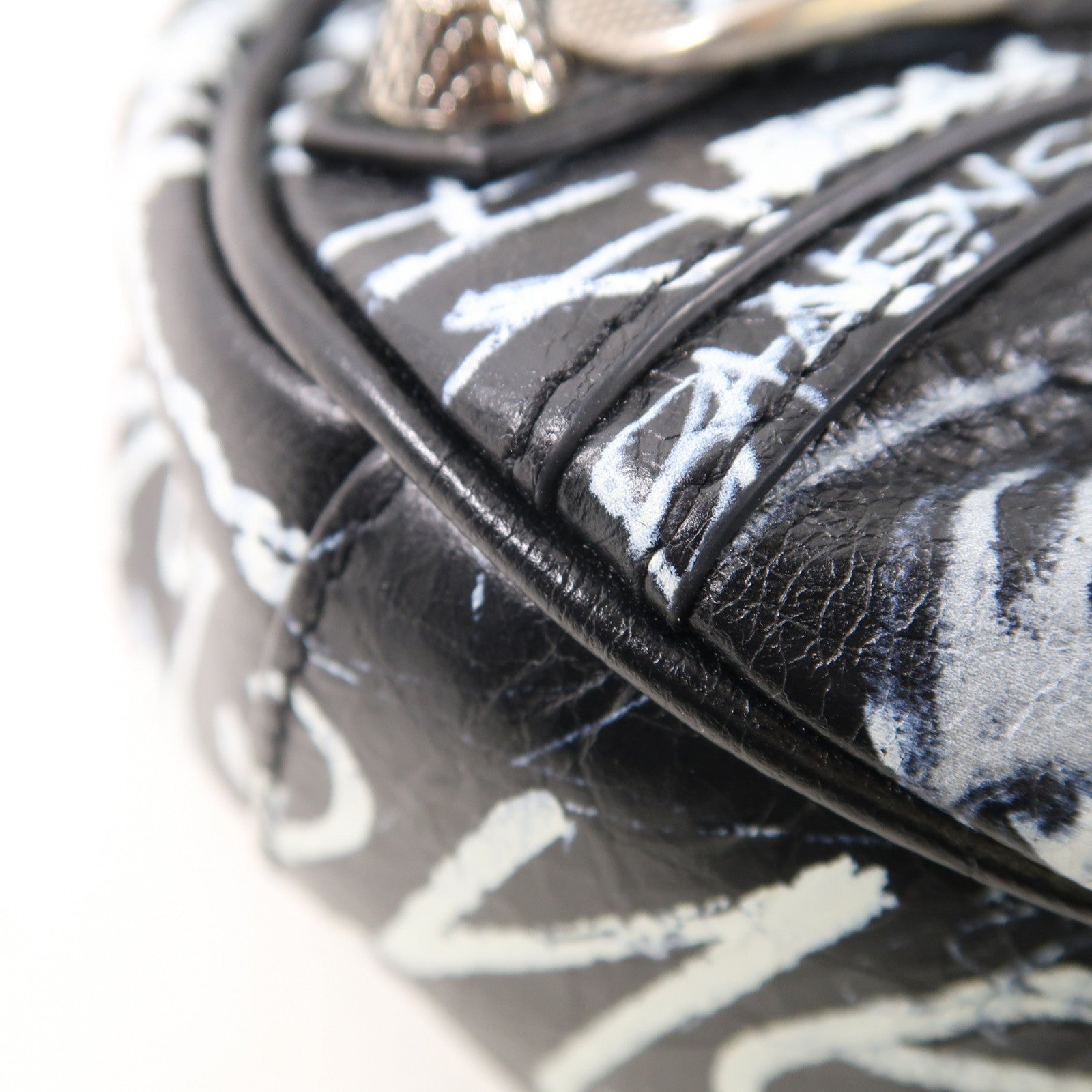 BALENCIAGA 牛皮皮革Le Cagole銀扣肩背袋黑色/淺藍色