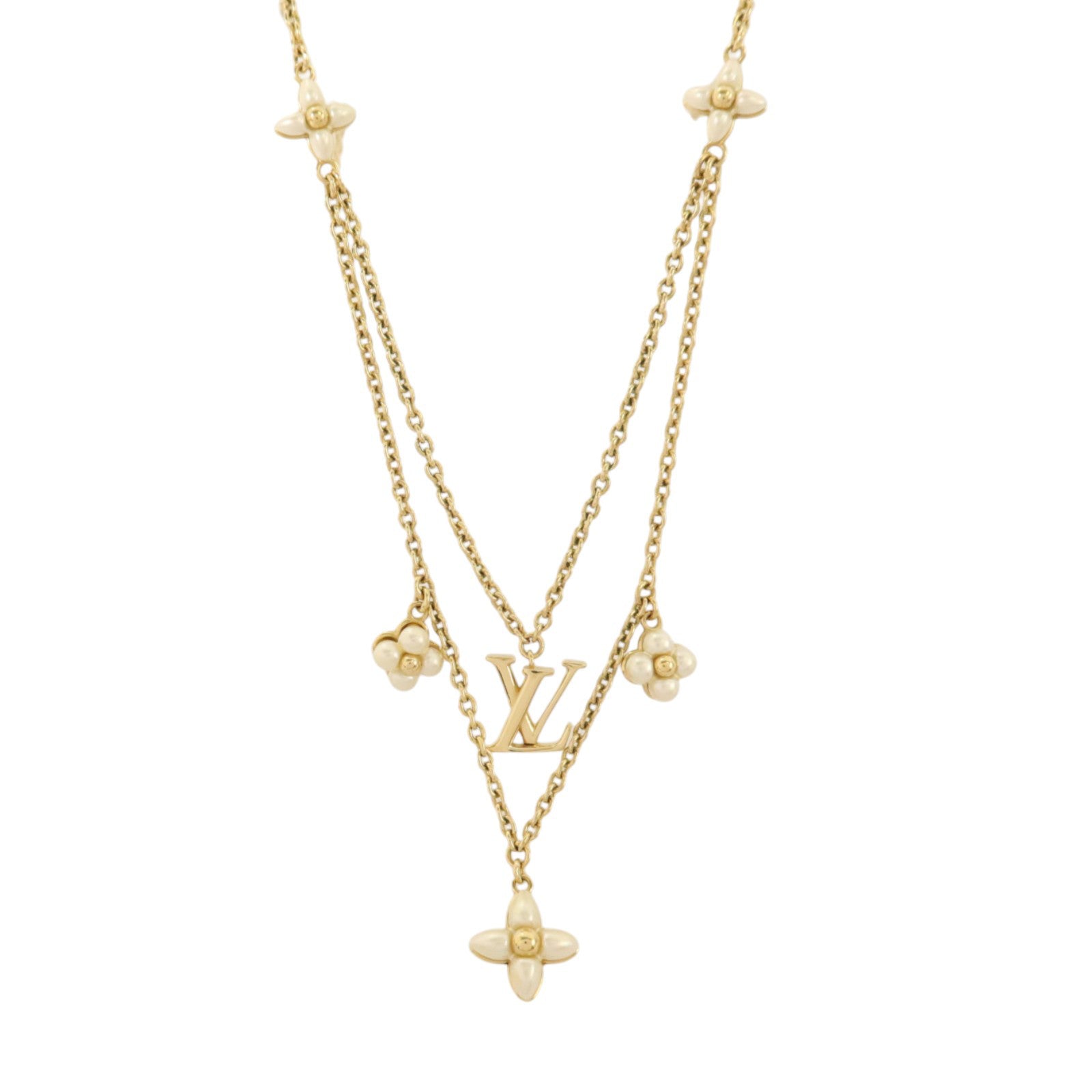 LOUIS VUITTON 金屬/PVC LV Floragram Necklace金扣項鏈