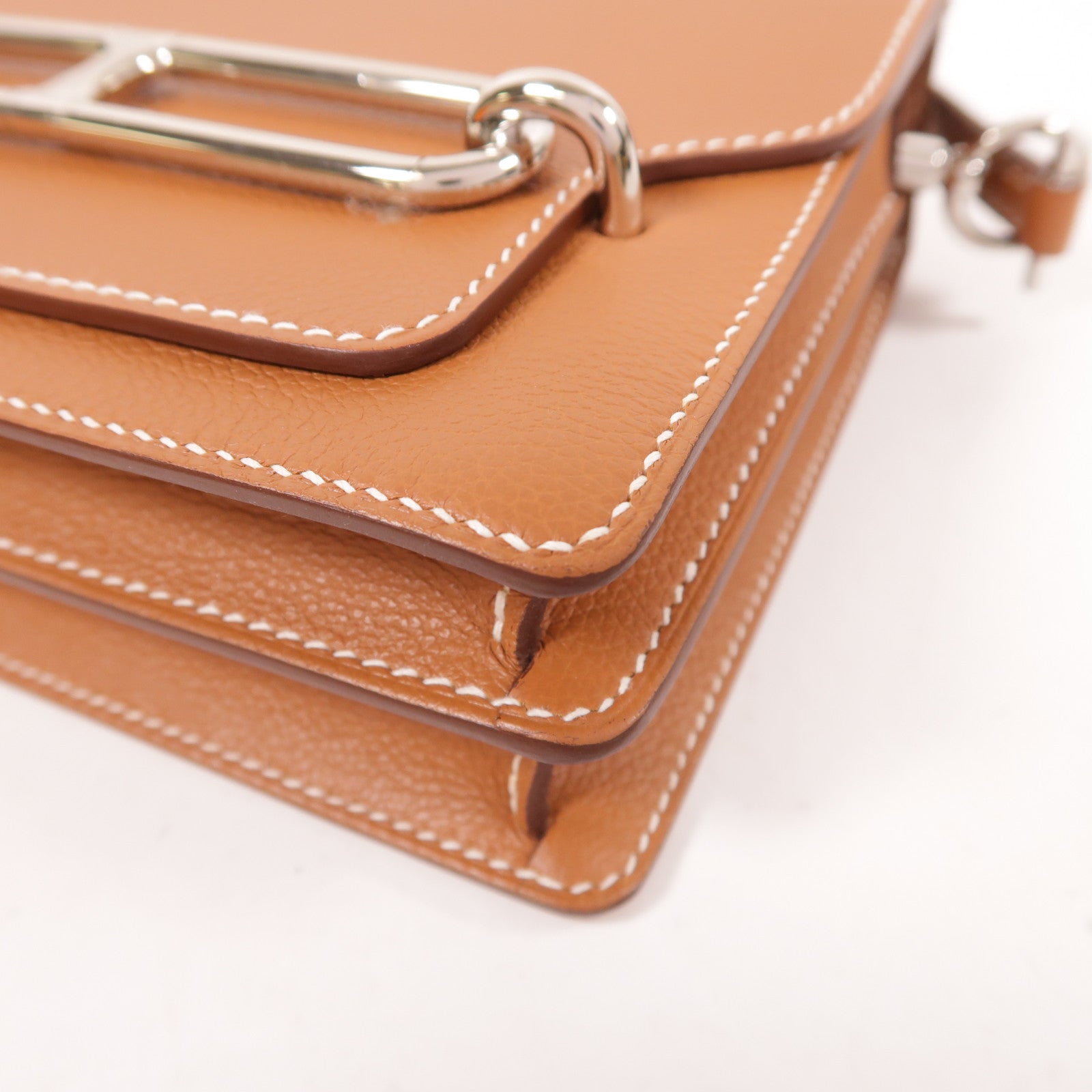 HERMES 【激減優惠】Evercolor皮革Mini Roulis銀扣肩背袋Gold