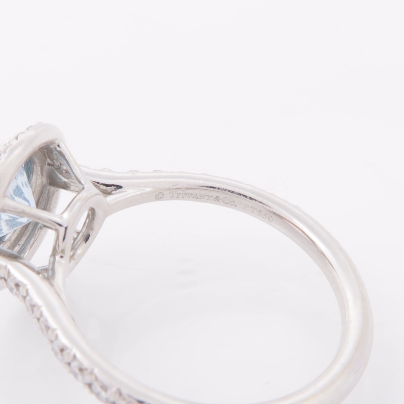 TIFFANY＆CO PT950鉑金Aquamarine Soleste Ring海藍寶石/鑽石戒指US#6