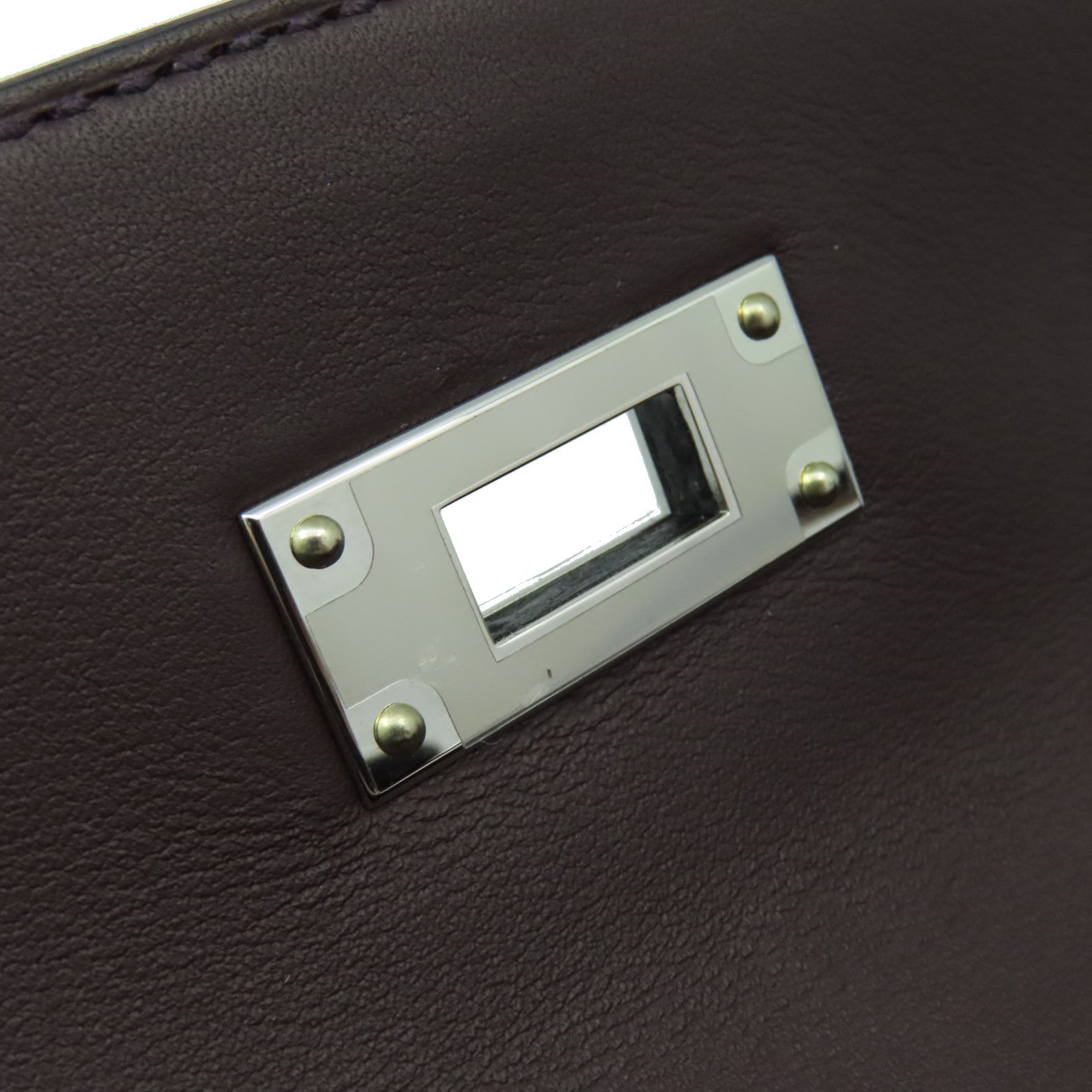HERMES Swift皮革/Toile帆布Kelly 28 2Way Hand Bag银扣手挽肩背两用袋RG Sellier红色/白色/啡色