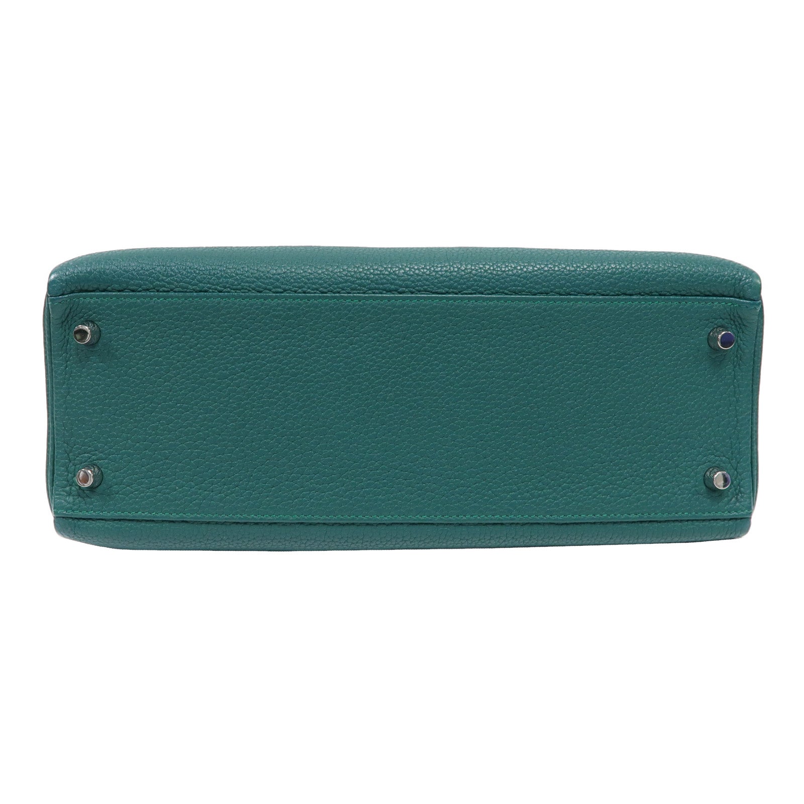 HERMES Clemence皮革Kelly 32銀扣手挽肩背兩用袋絲絨綠色