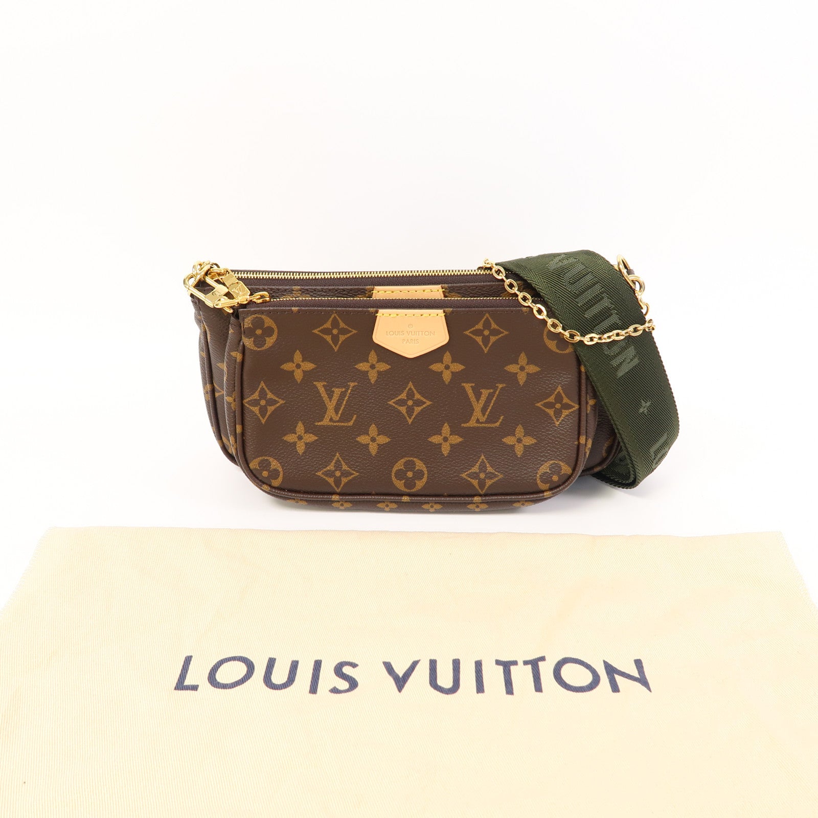 LOUIS VUITTON Monogram Multi Pochette金扣肩背袋啡色