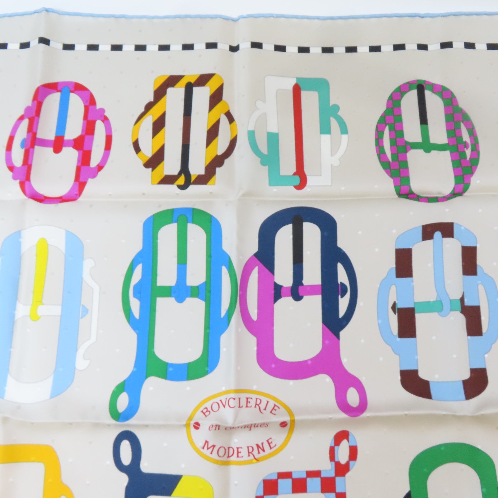 HERMES 絲質Scarf絲巾銀色/彩色