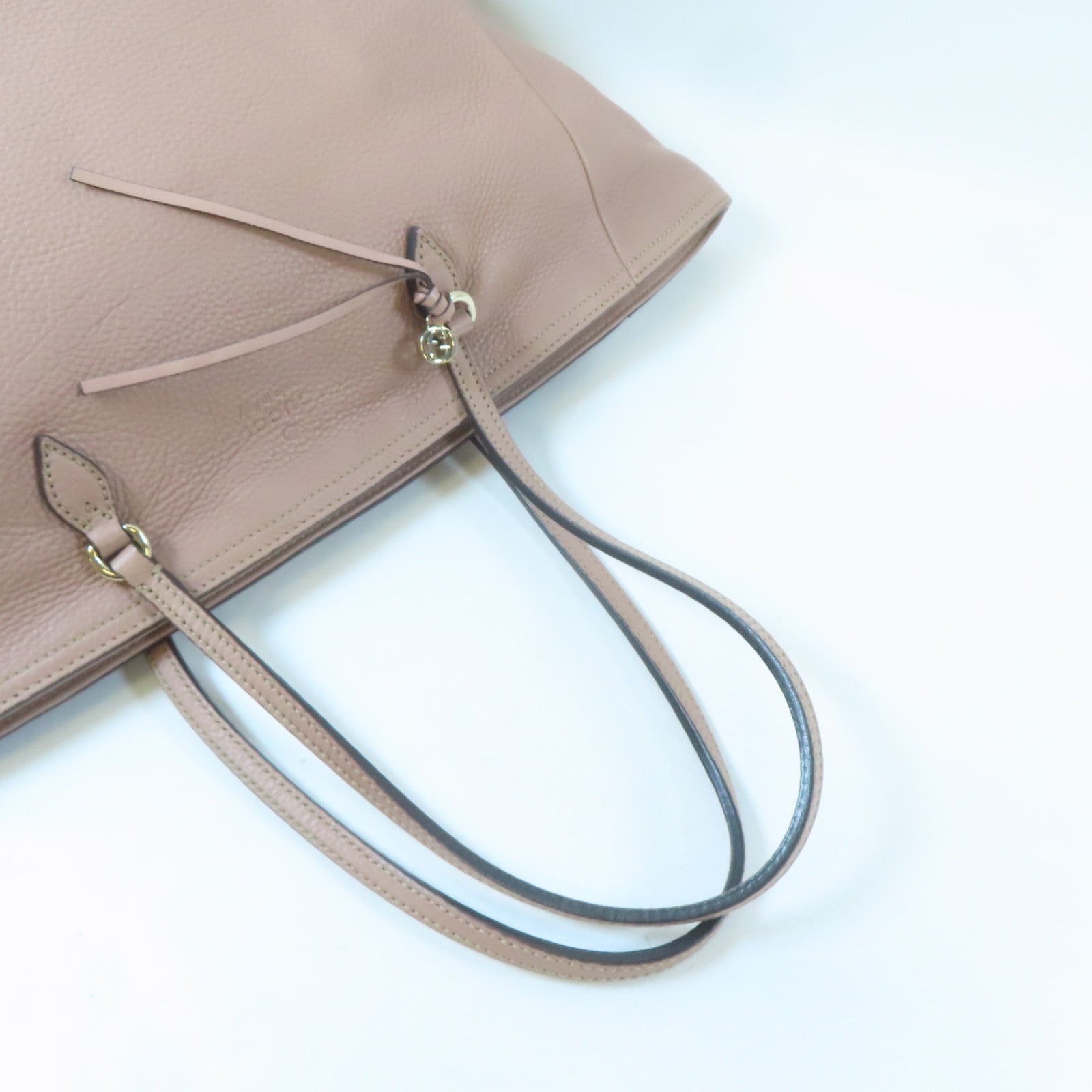 GUCCI 牛皮皮革Interlocking G Tote Bag金扣肩背袋粉紅色
