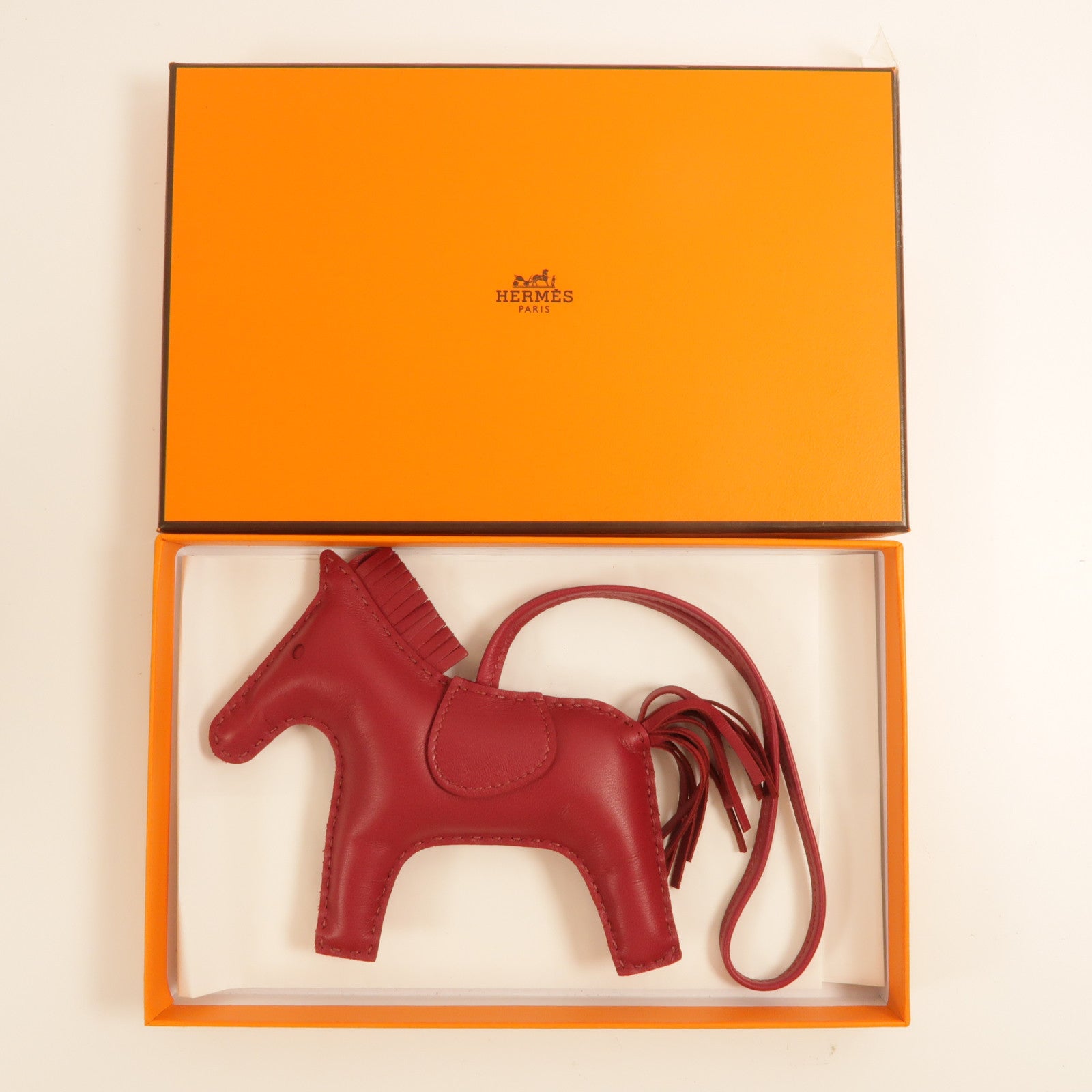 HERMES Rodeo MM Charm Milo Leather Red