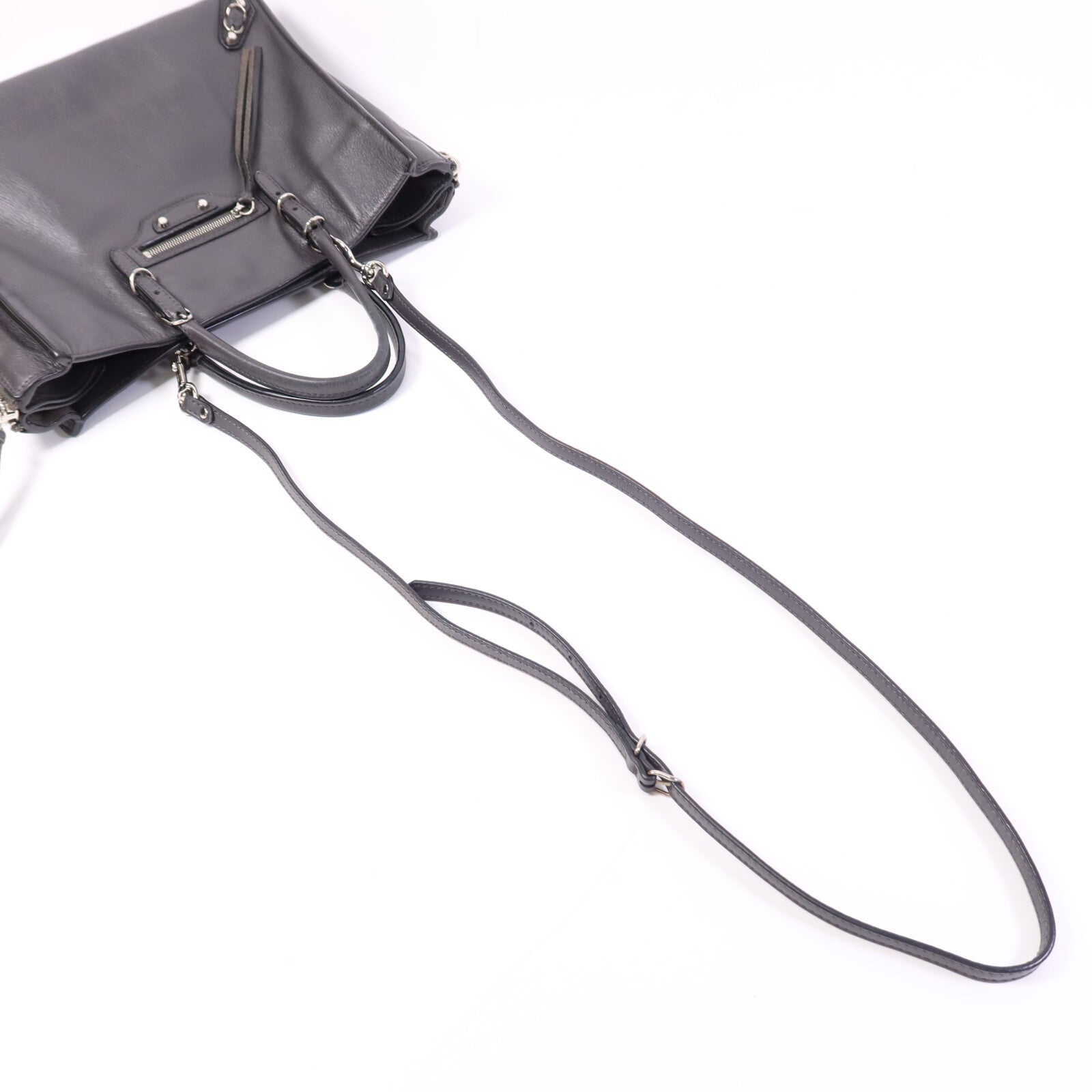 BALENCIAGA 牛皮皮革Shoulder Bag銀扣手挽肩背兩用袋