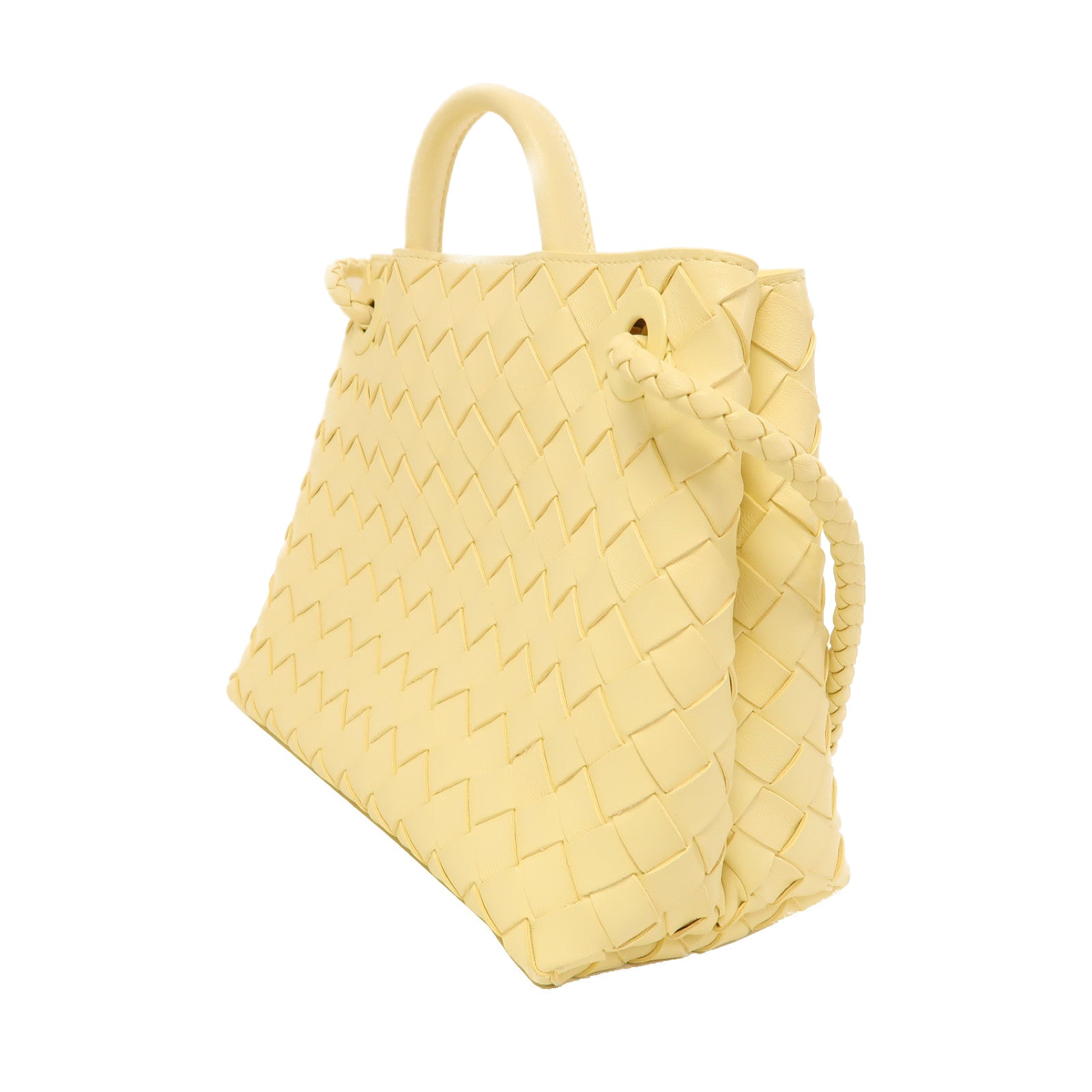 BOTTEGA VENETA 織紋皮革Small Andiamo With Chain金扣手挽肩背兩用袋黃色
