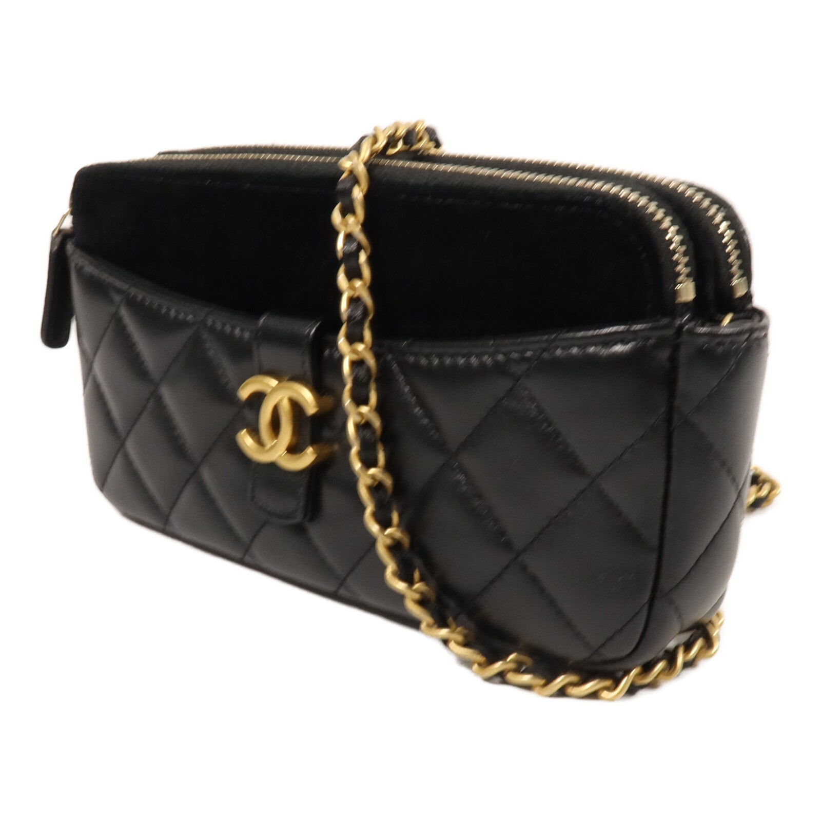 CHANEL 羊皮/麂皮皮革Phone Bag鏈帶肩背袋
