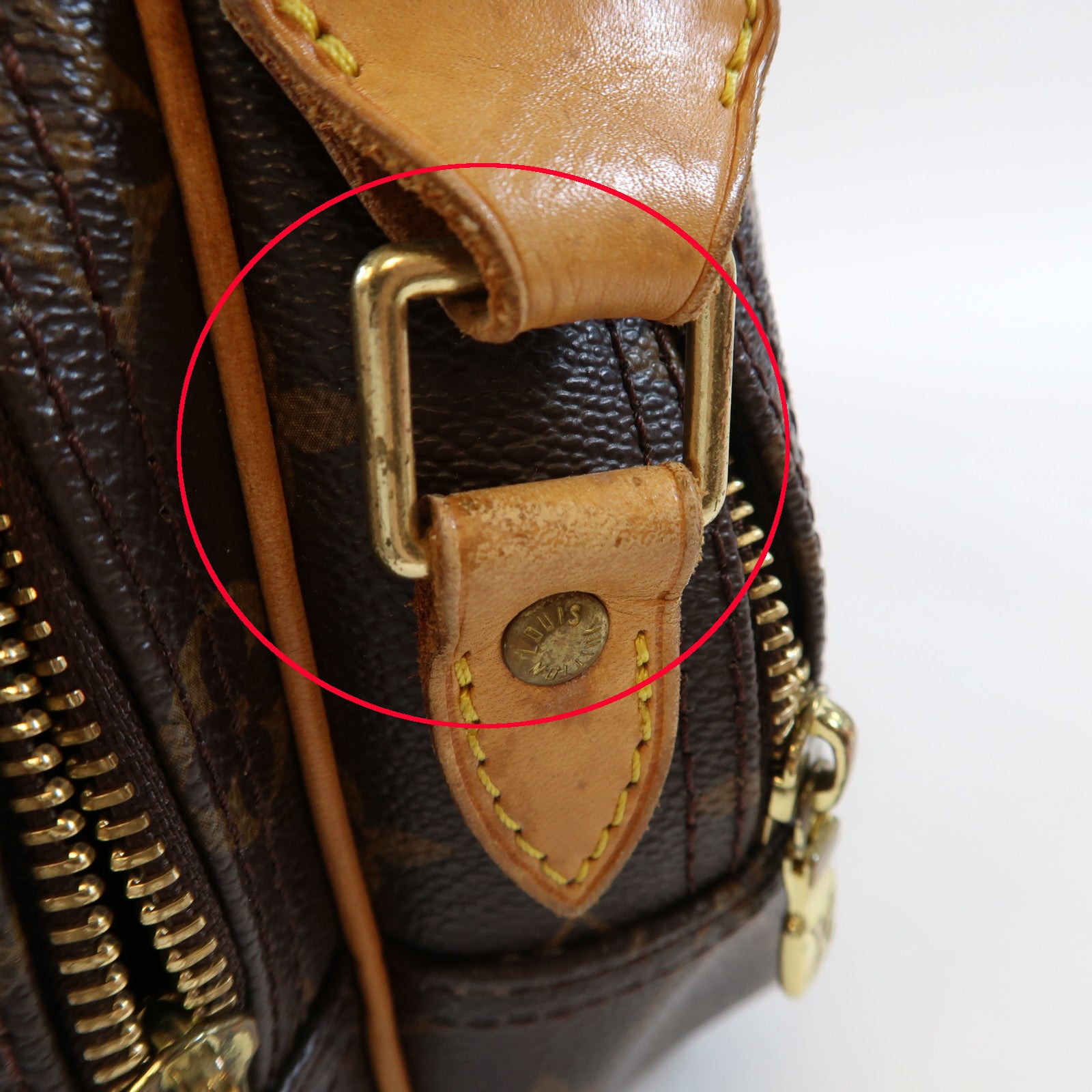 LOUIS VUITTON Monogram Reporter PM金扣肩背袋啡色