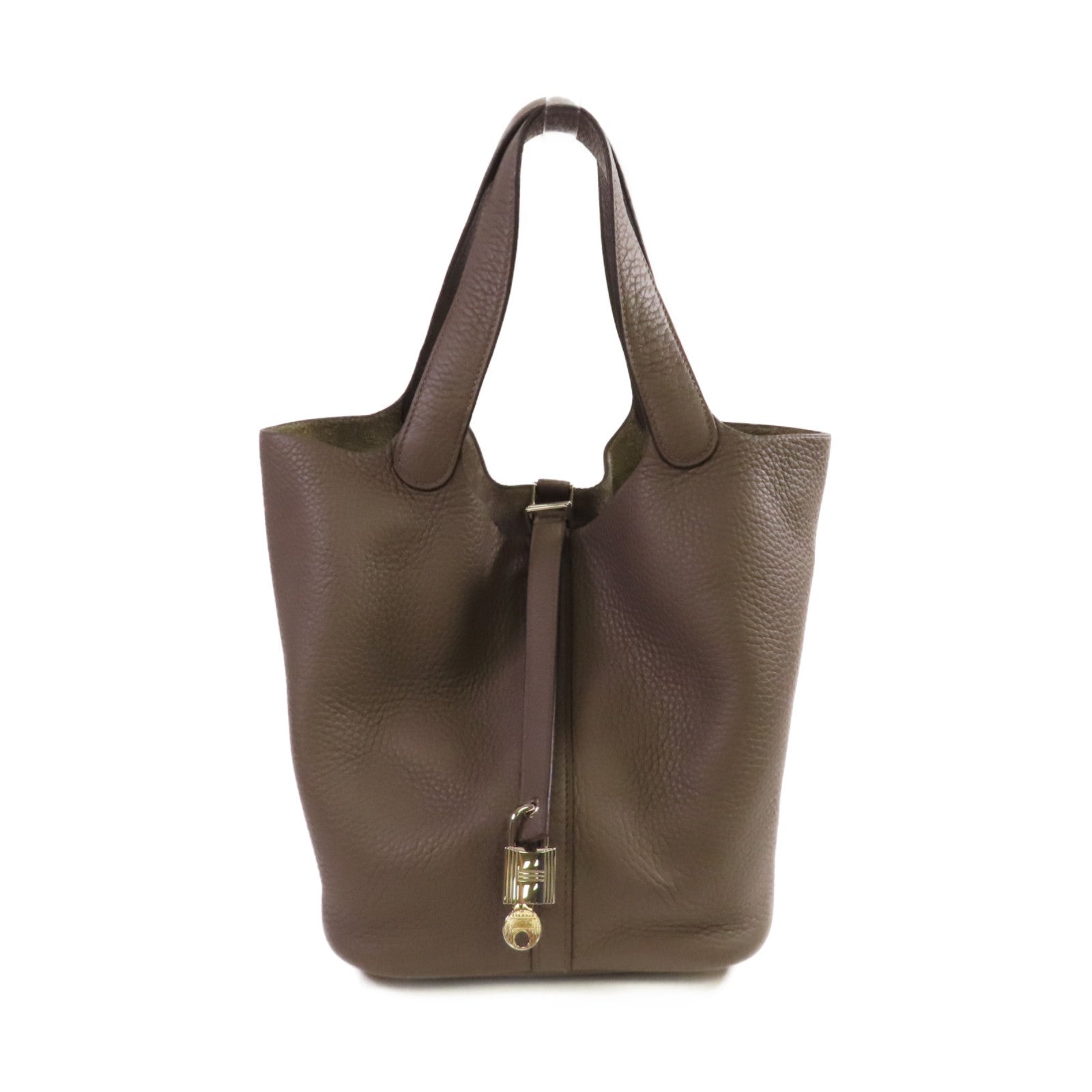 HERMES Clemence皮革Picotin MM Tote Bag銀扣手挽袋Etain錫灰色