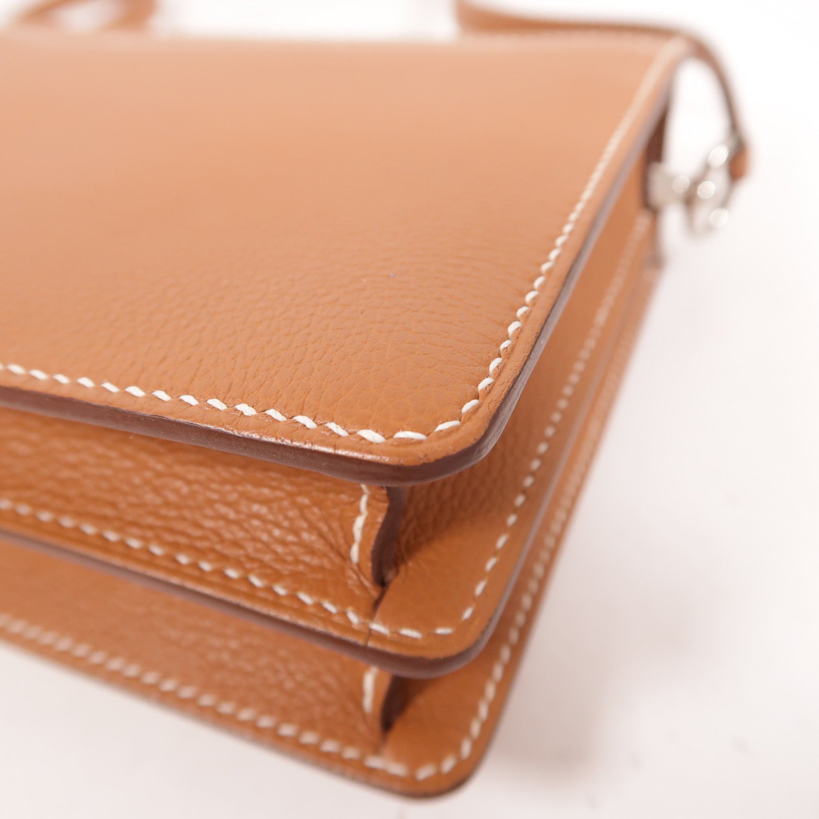HERMES 【激減優惠】Evercolor皮革Mini Roulis銀扣肩背袋Gold