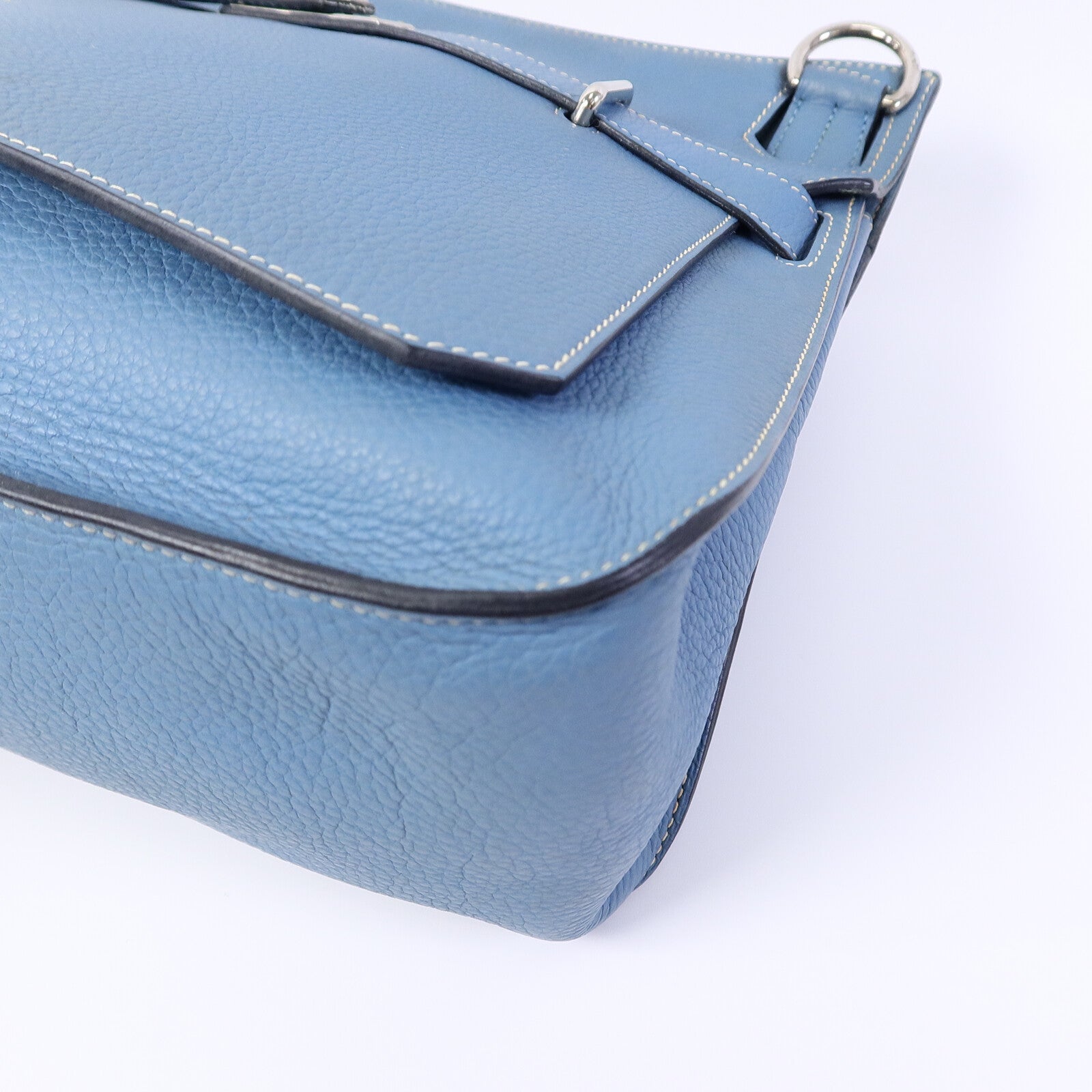 HERMES Clemence皮革Jypsiere 34肩背袋Bleu Jean