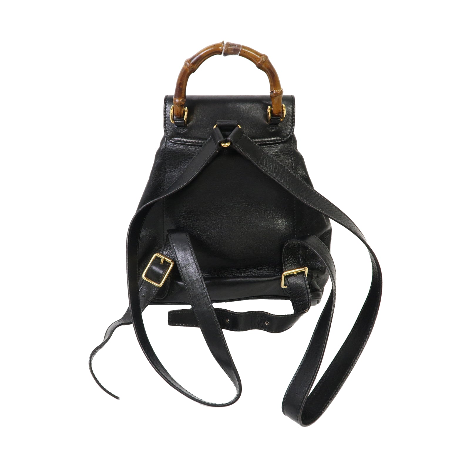GUCCI 【激減優惠】皮革Bamboo Backpack金扣背包黑色