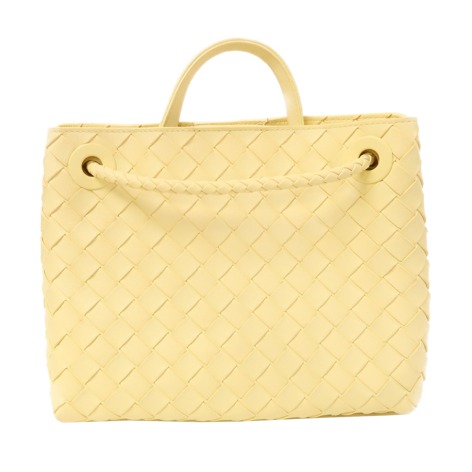 BOTTEGA VENETA 織紋皮革Small Andiamo With Chain金扣手挽肩背兩用袋黃色