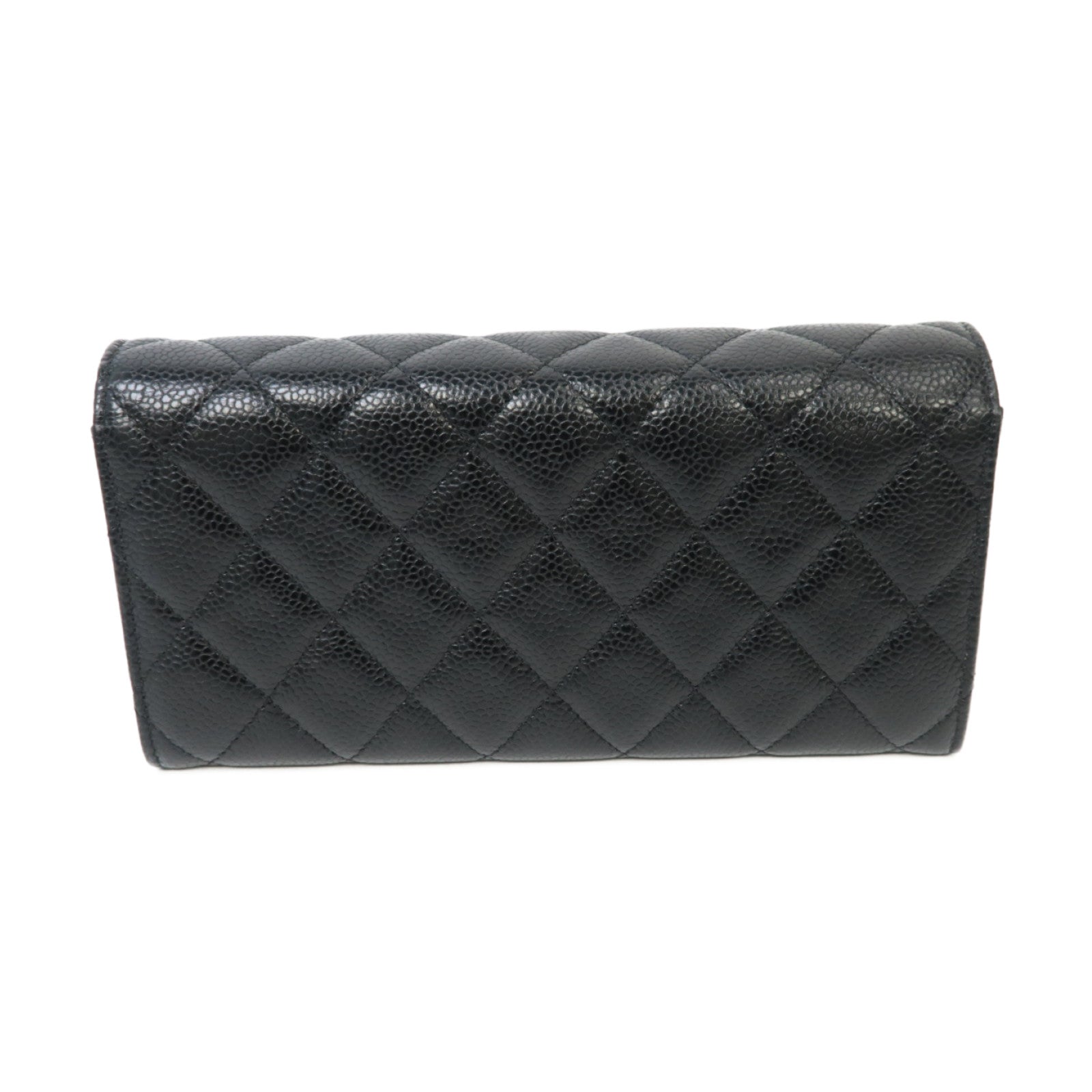CHANEL 【激減優惠】菱格Caviar皮革Long Wallet金扣長錢包黑色