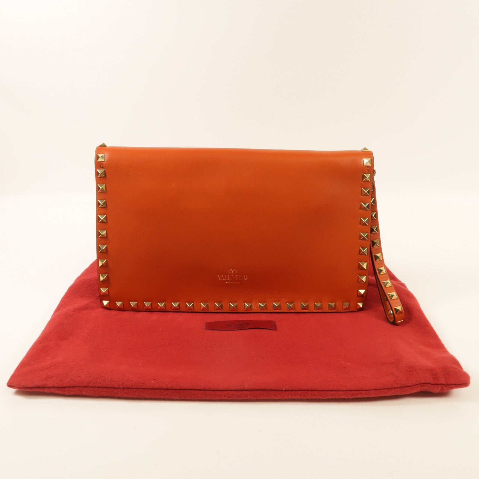 Valentino 【激減優惠】牛皮皮革Clutch金扣手拿包