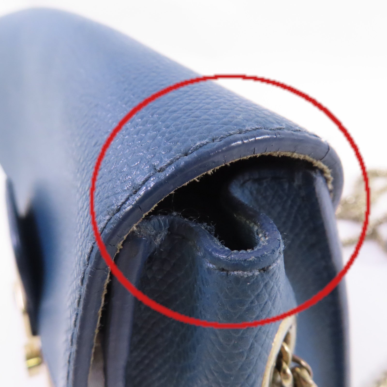 Furla 牛皮皮革Shoulder Bag金扣鏈帶肩背袋藍色