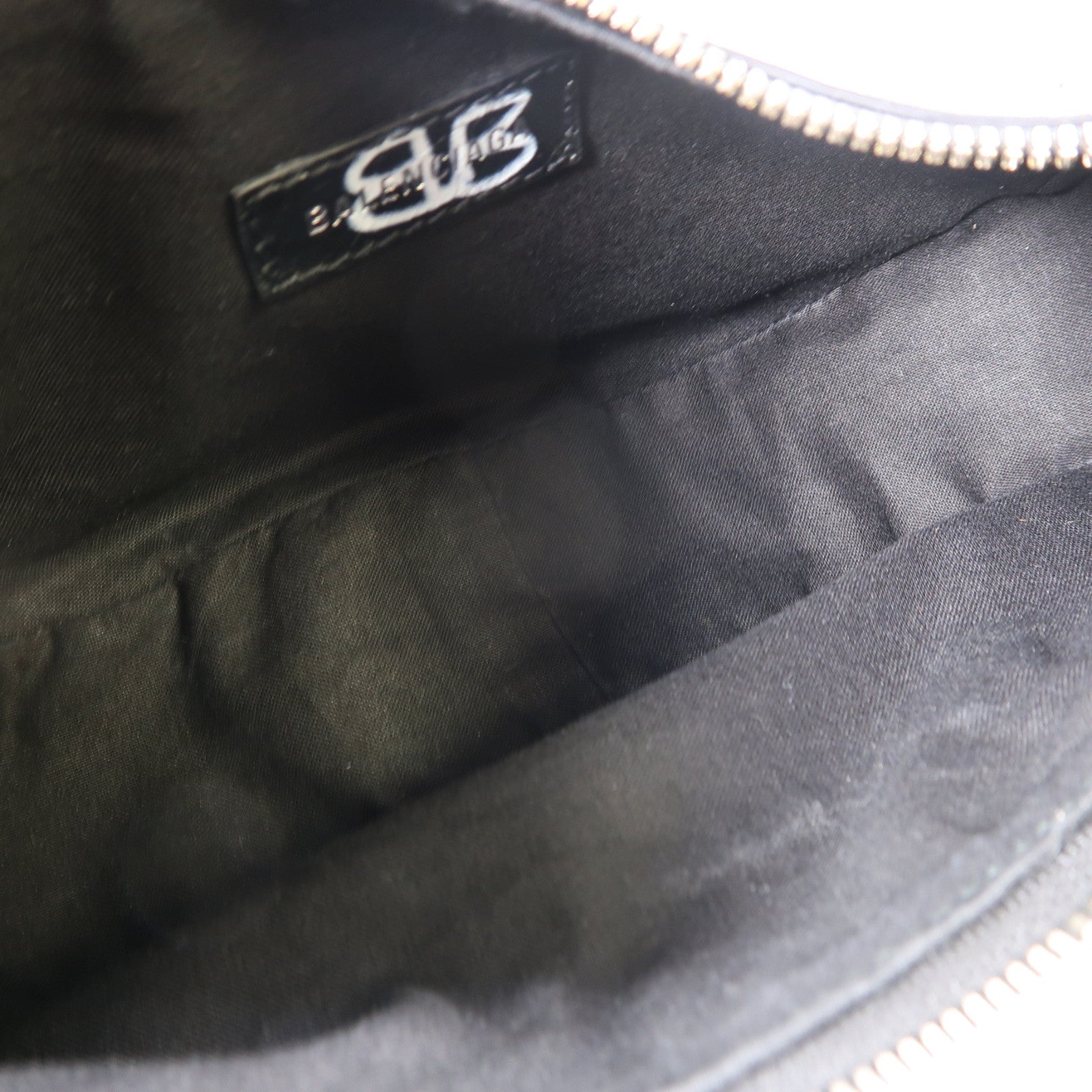 BALENCIAGA 牛皮皮革Le Cagole銀扣肩背袋黑色/淺藍色