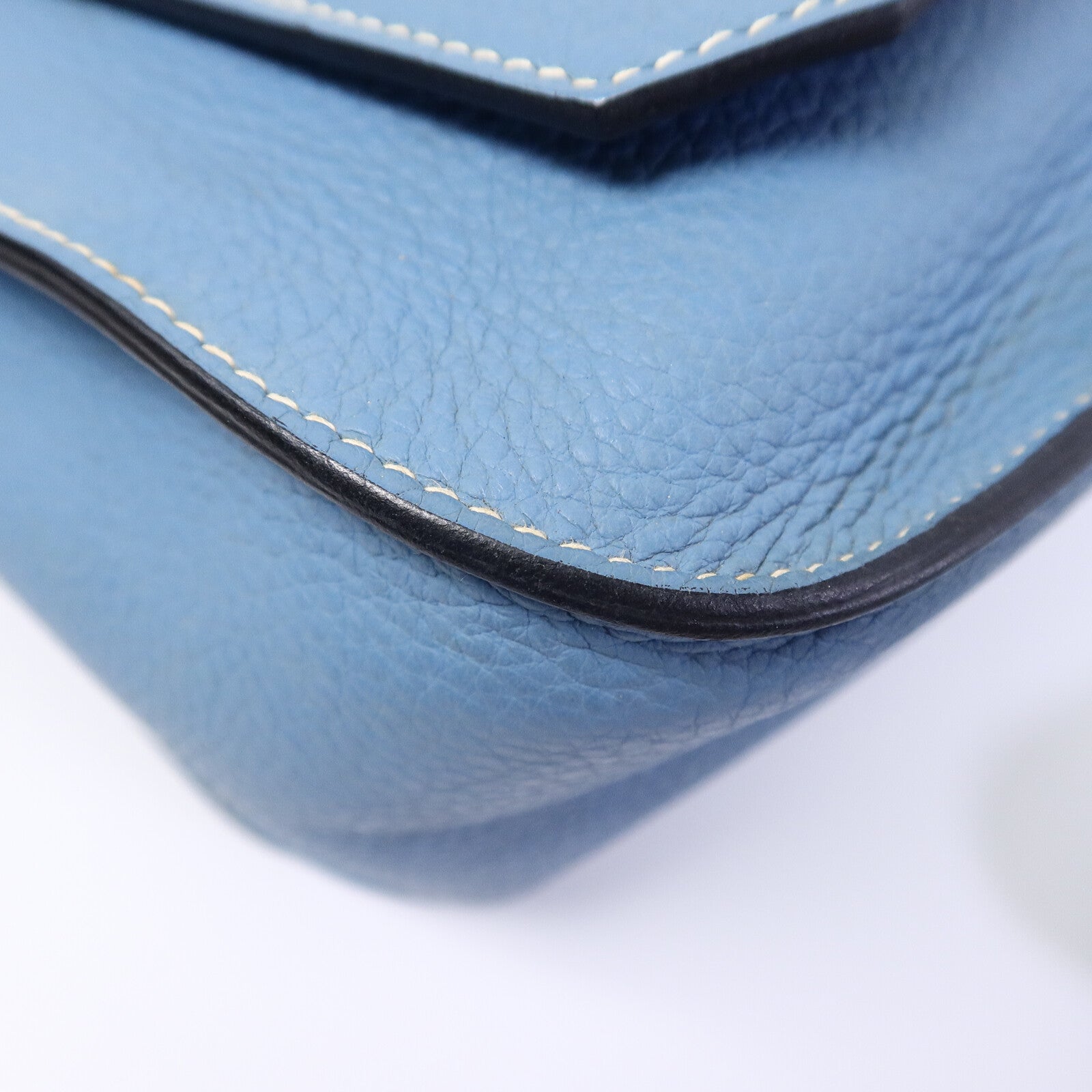 HERMES Clemence皮革Jypsiere 34肩背袋Bleu Jean