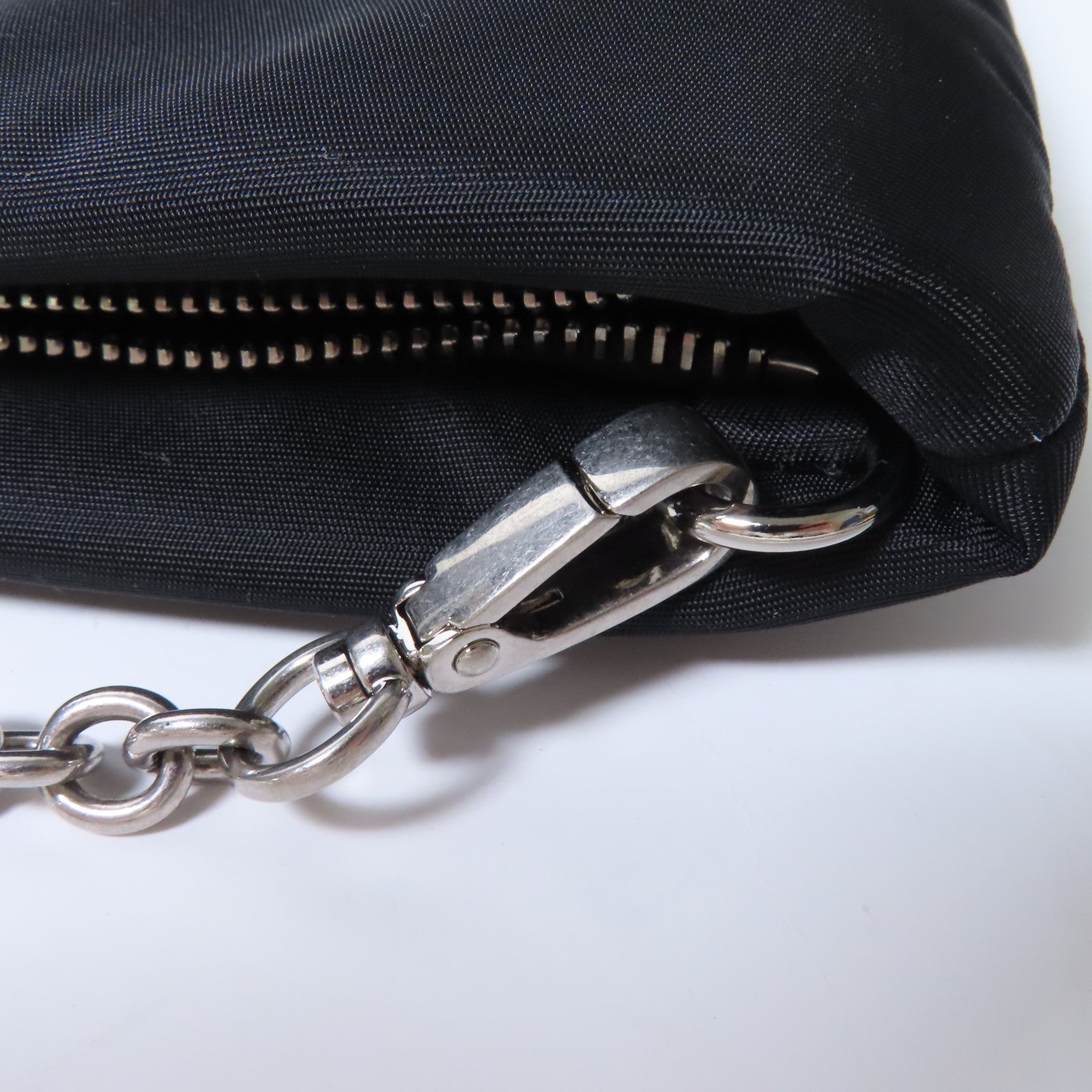 PRADA 尼龍2 Way Shoulder Bag銀扣鏈帶肩背袋黑色