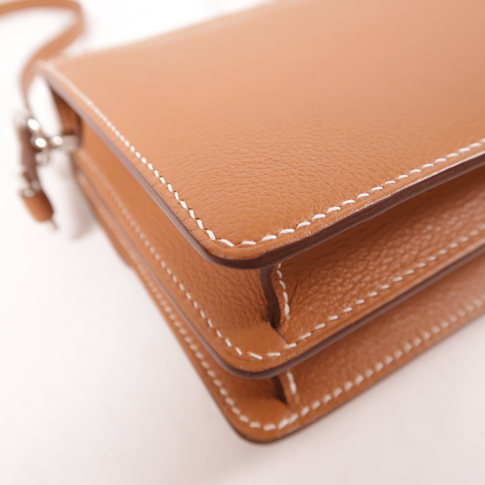 HERMES 【激減優惠】Evercolor皮革Mini Roulis銀扣肩背袋Gold