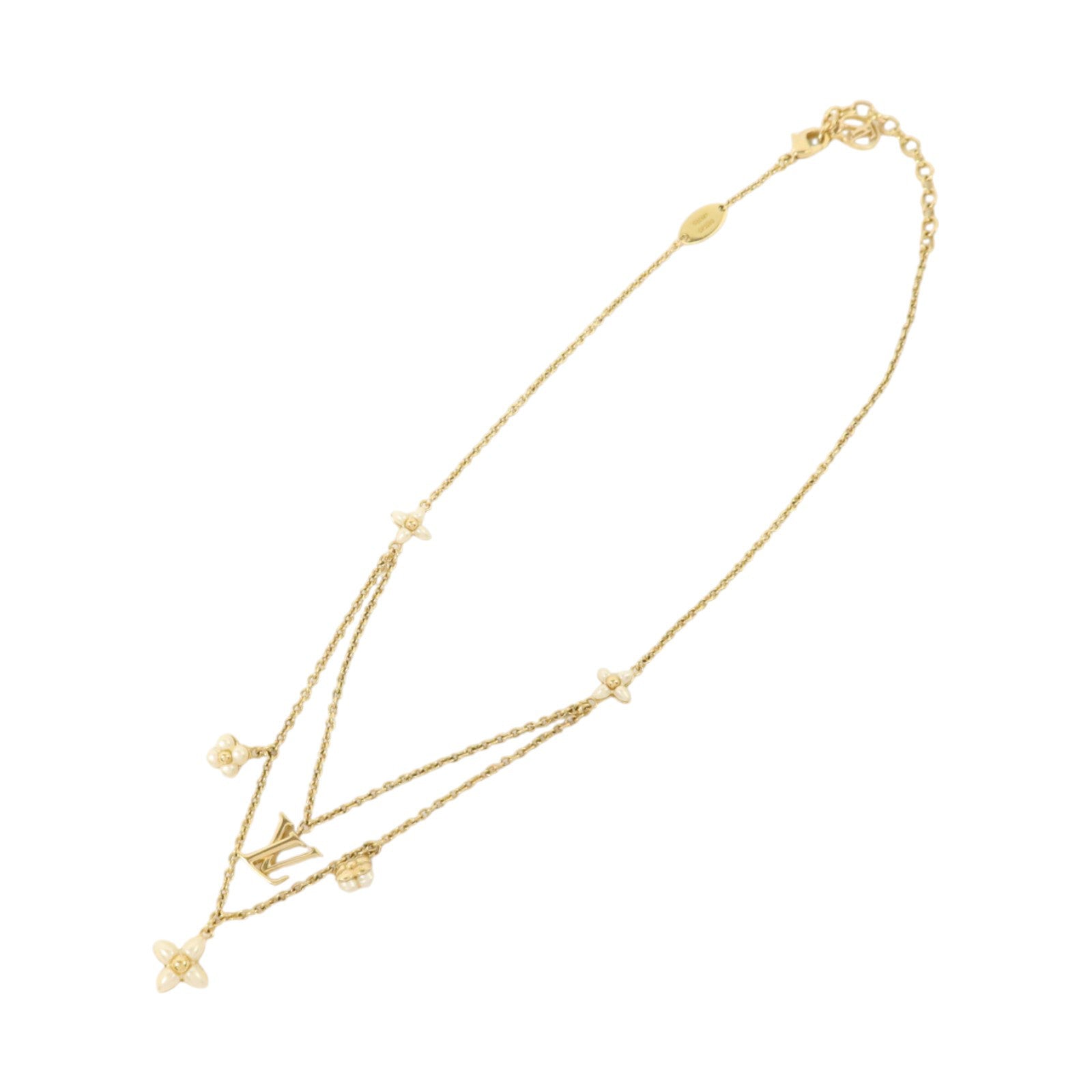 LOUIS VUITTON 金屬/PVC LV Floragram Necklace金扣項鏈