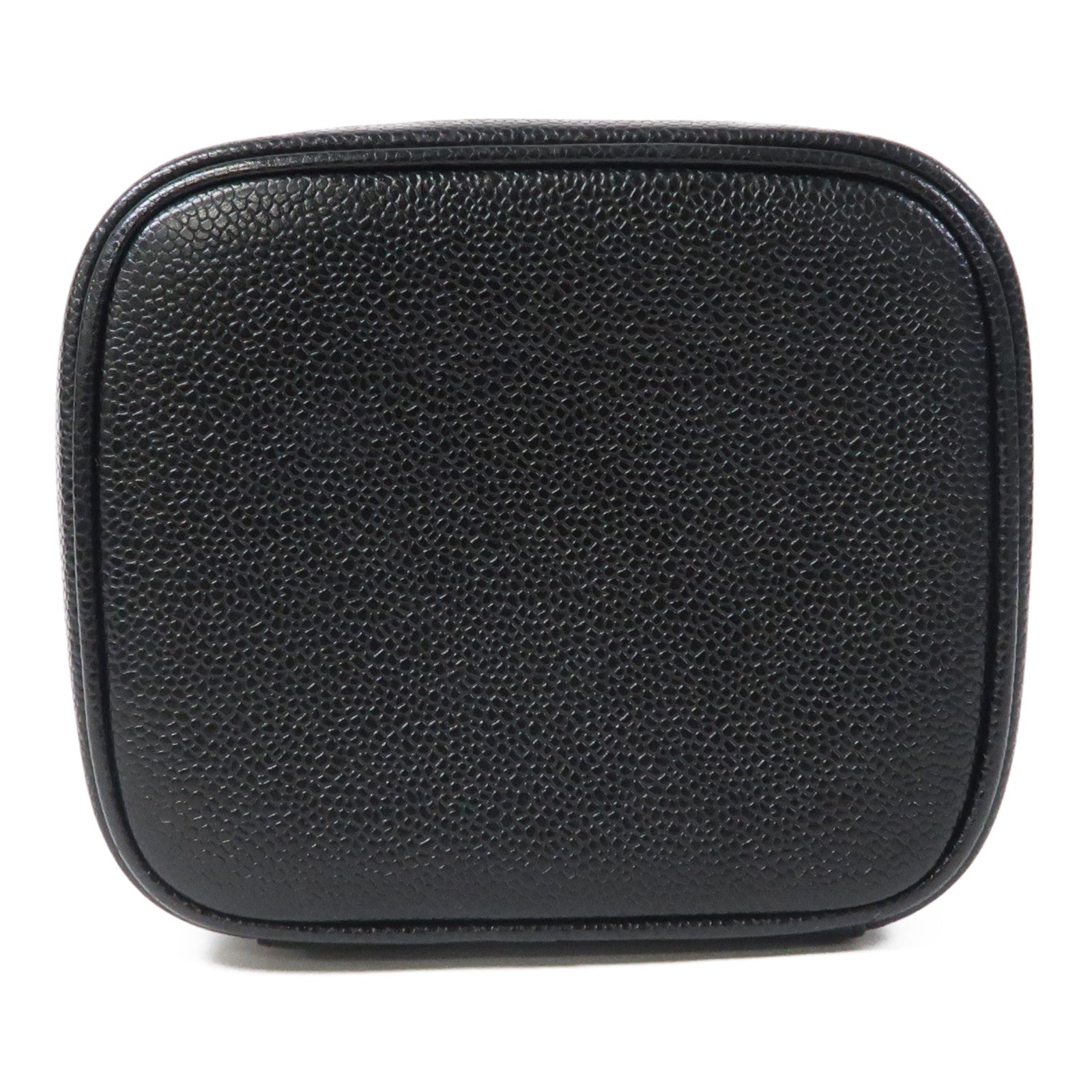 CHANEL Caviar皮革Vintage Vanity Case金扣手挽袋黑色