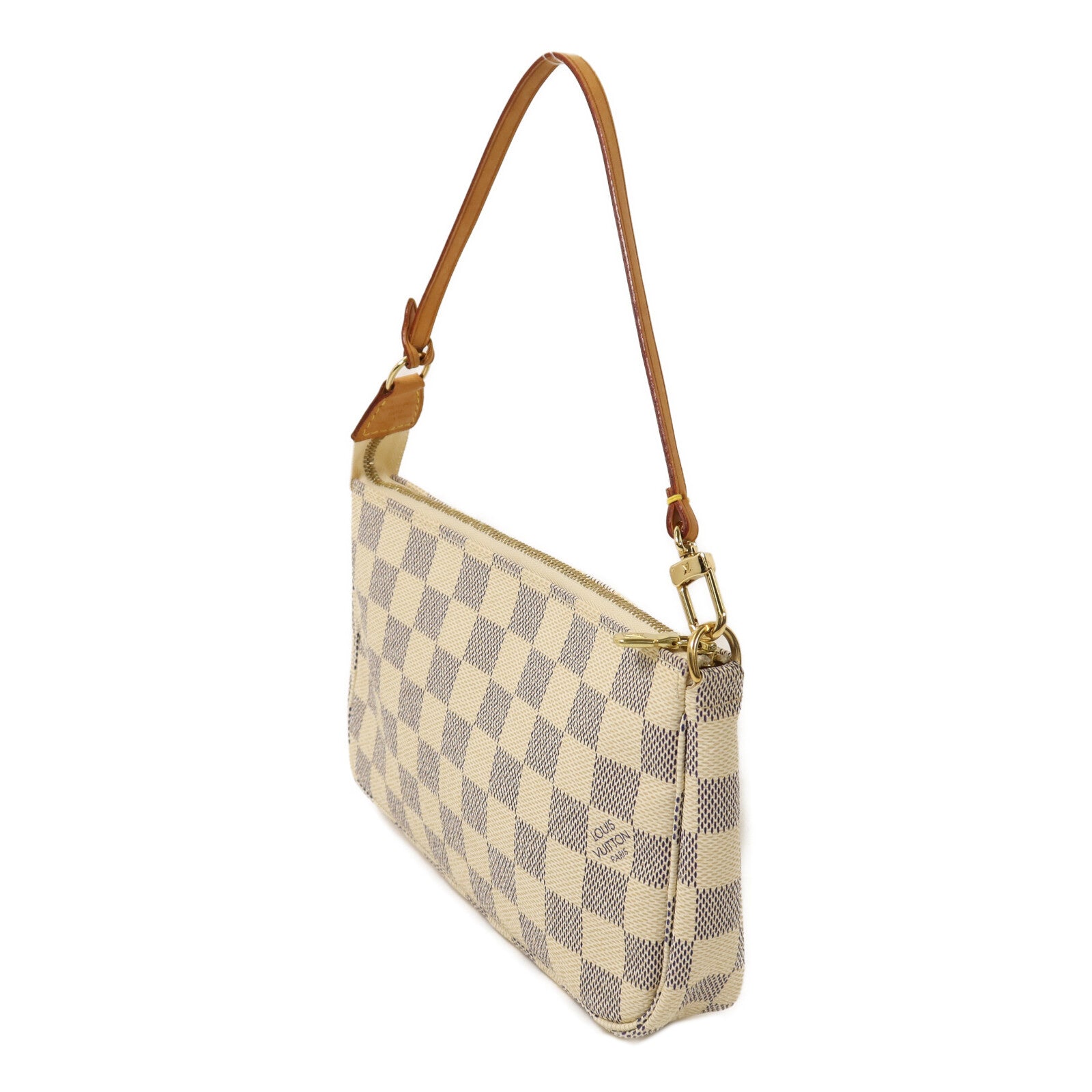LOUIS VUITTON Damier Azur Pochette Accessories金扣手挽袋