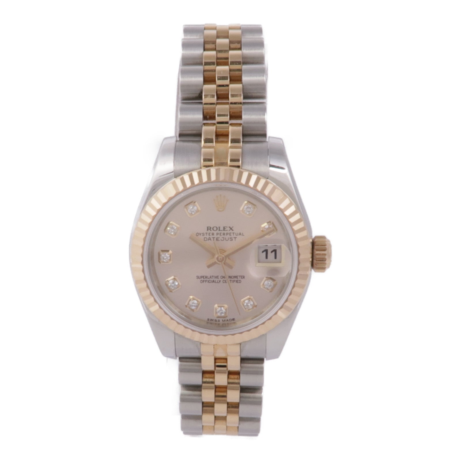 ROLEX Datejust不鏽鋼/18K玫瑰金/鑽石手錶自動機芯