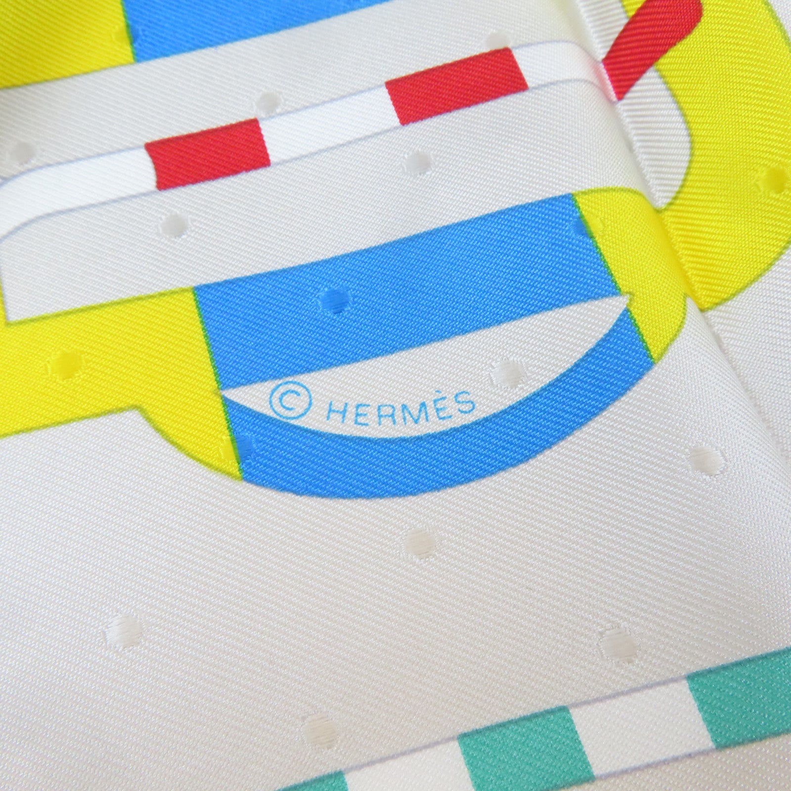 HERMES 絲質Scarf絲巾銀色/彩色