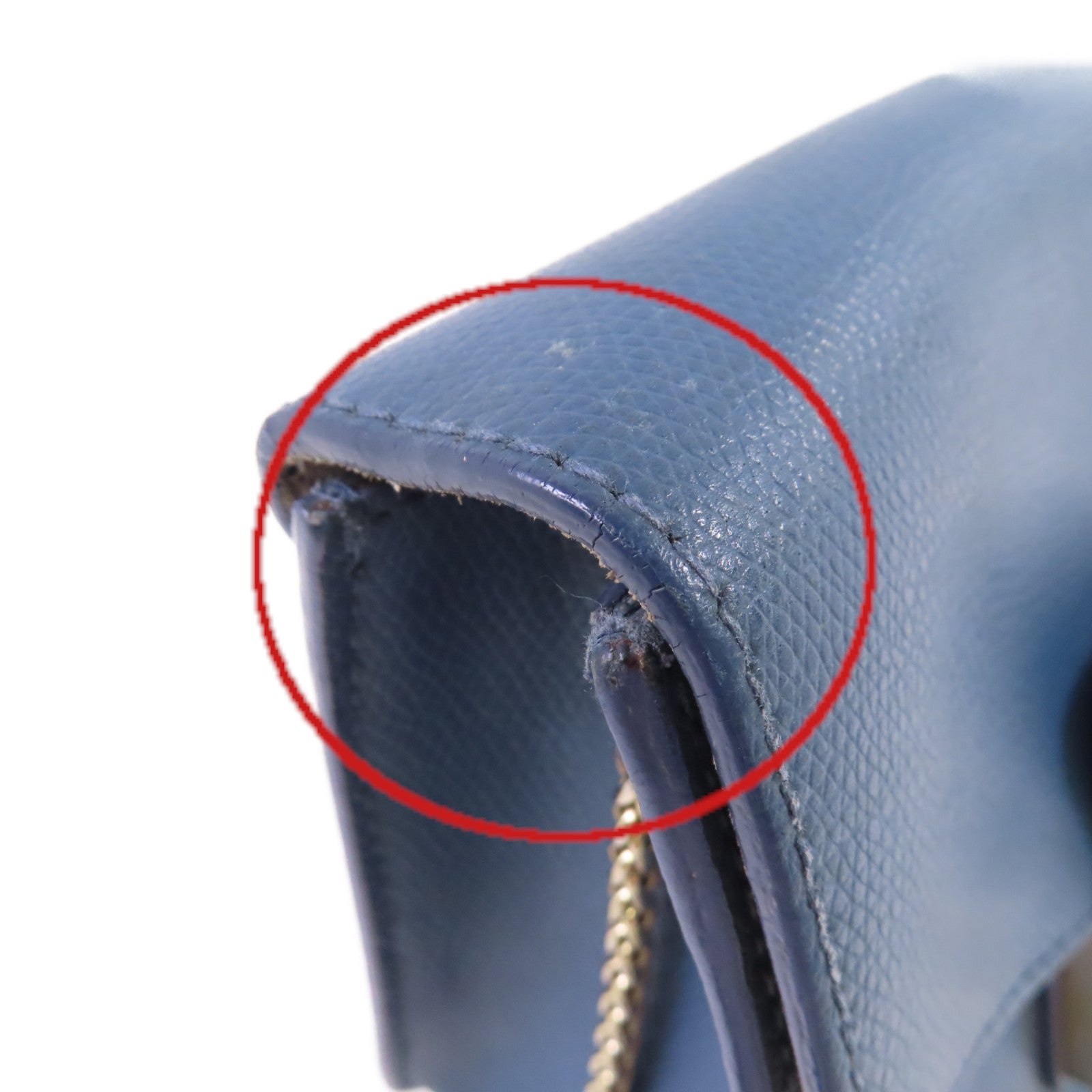 Furla 牛皮皮革Shoulder Bag金扣鏈帶肩背袋藍色
