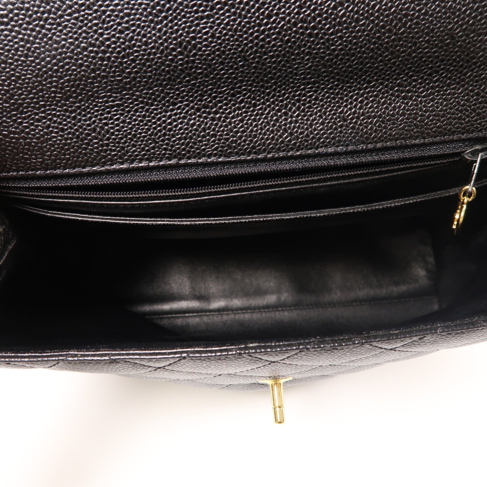 CHANEL CC GHW Vintage Top Handle Hand Bag Calfskin Leather Black