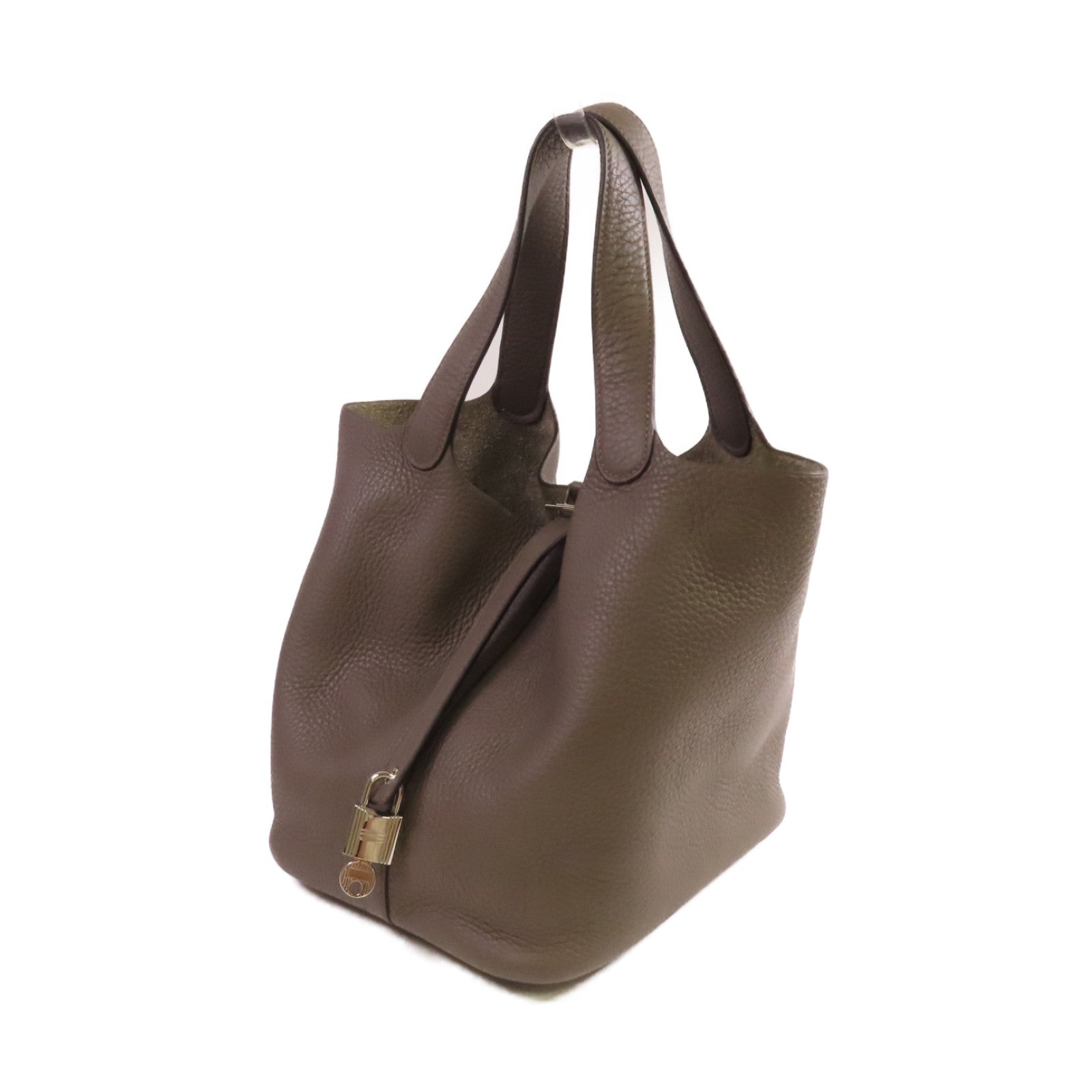 HERMES Clemence皮革Picotin MM Tote Bag銀扣手挽袋Etain錫灰色