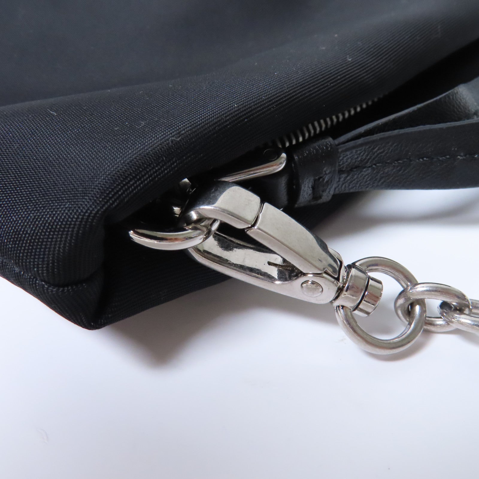 PRADA 尼龍2 Way Shoulder Bag銀扣鏈帶肩背袋黑色