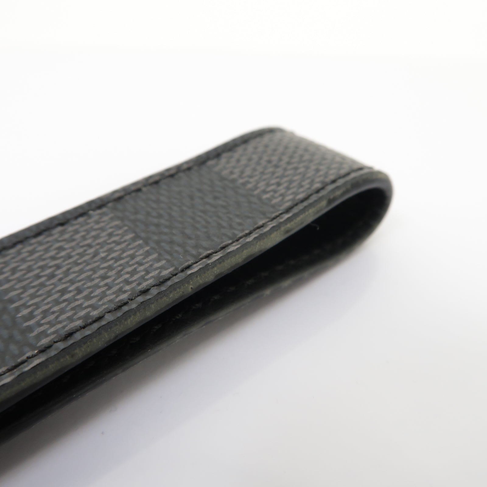 LOUIS VUITTON Damier Dragonne銀扣鑰匙扣黑色
