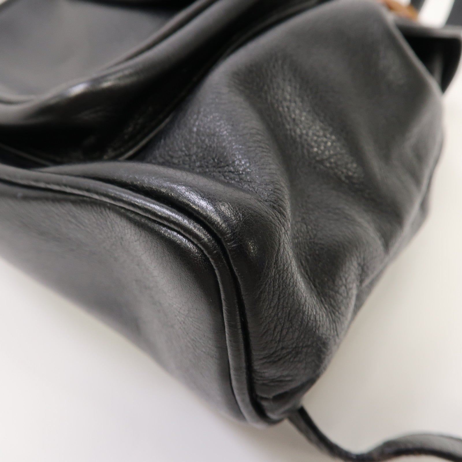 GUCCI 【激減優惠】皮革Bamboo Backpack金扣背包黑色
