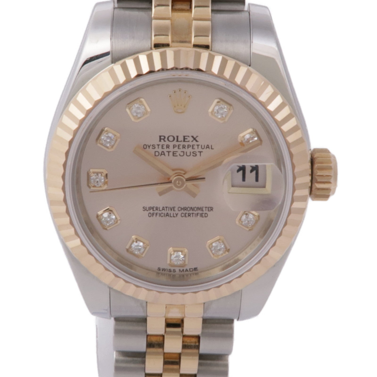 ROLEX Datejust不鏽鋼/18K玫瑰金/鑽石手錶自動機芯