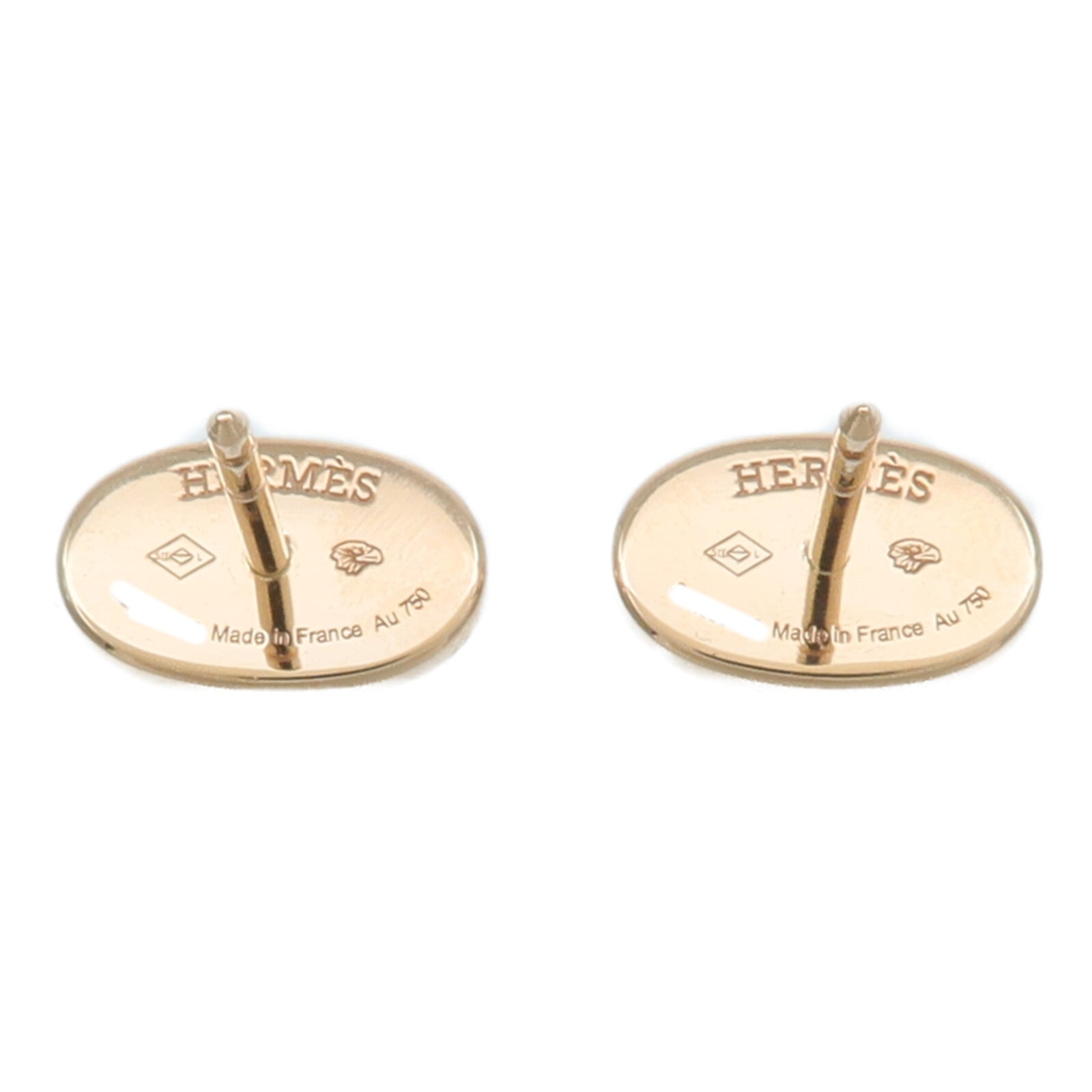 HERMES 18K玫瑰金Chaine d'ancre Contour Stud Earrings鑽石耳環