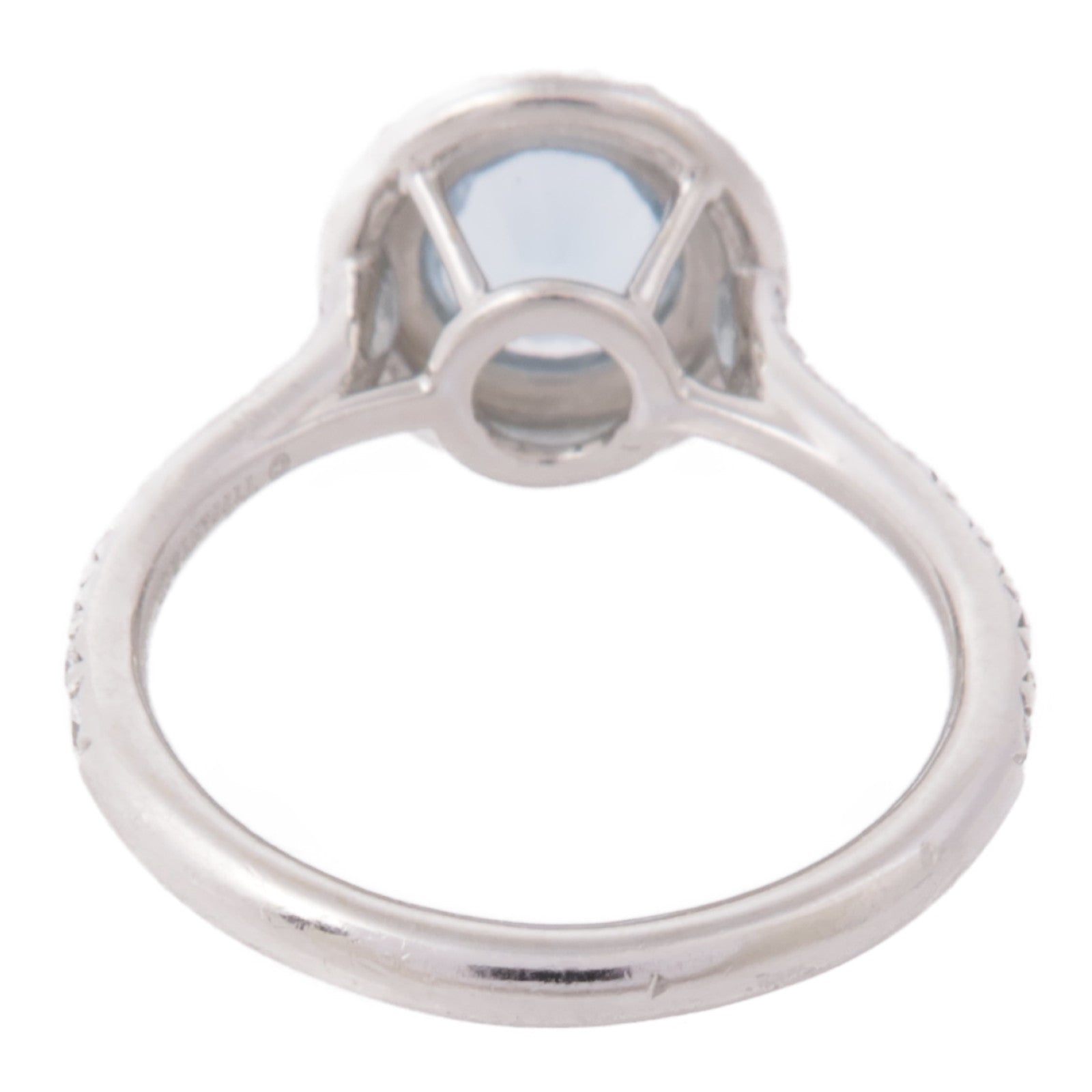 TIFFANY＆CO PT950鉑金Aquamarine Soleste Ring海藍寶石/鑽石戒指US#6