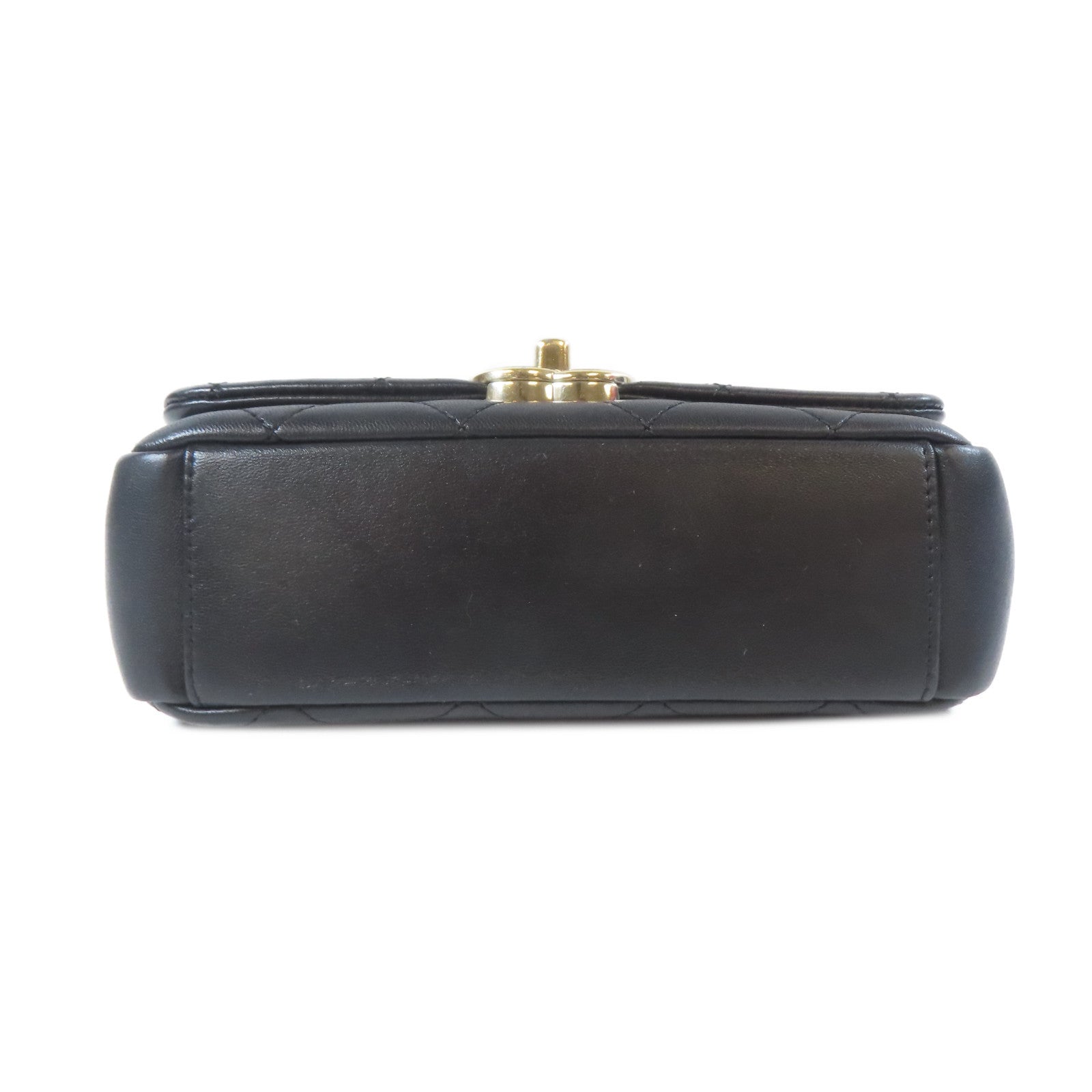 CHANEL 菱格羊皮皮革Flap Bag金扣鏈帶肩背袋黑色