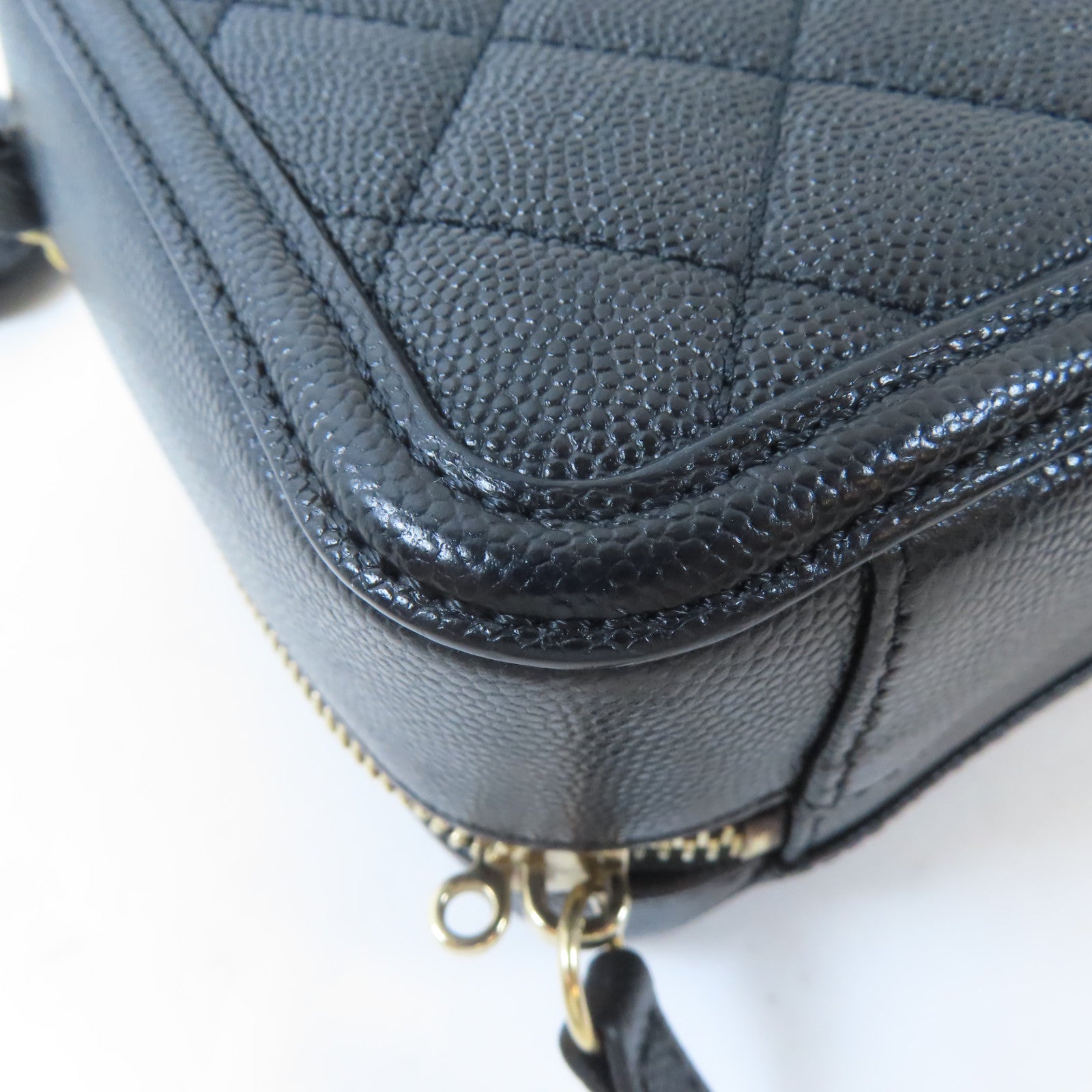 CHANEL 【激減優惠】菱格牛皮皮革Vanity Case金扣手挽肩背兩用袋黑色
