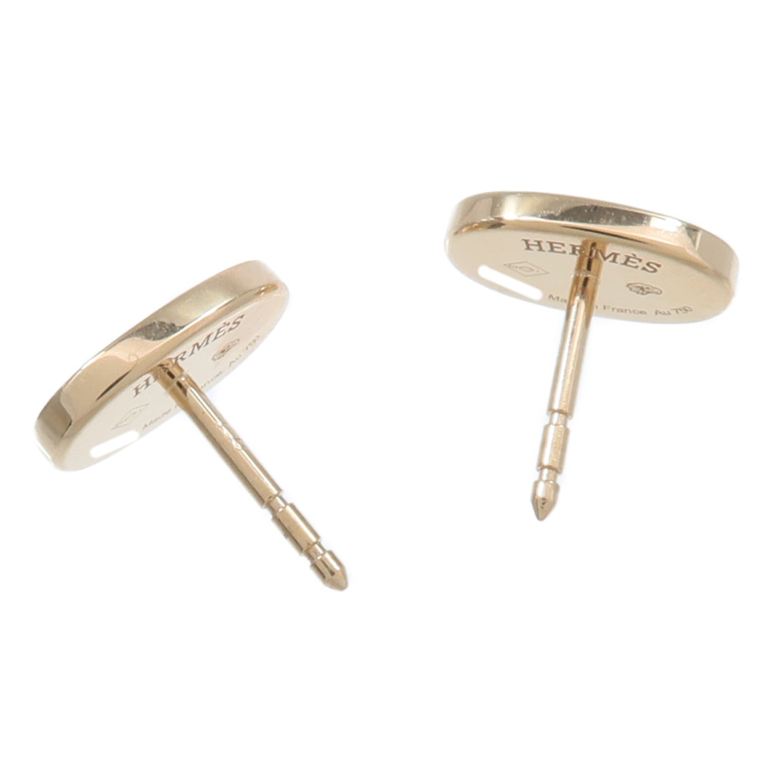 HERMES 18K玫瑰金Chaine d'ancre Contour Stud Earrings鑽石耳環