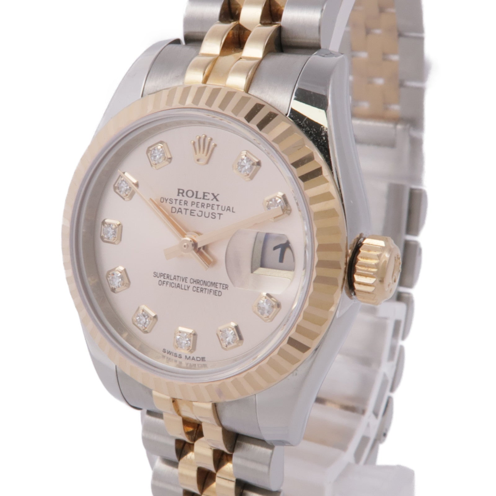 ROLEX Datejust不鏽鋼/18K玫瑰金/鑽石手錶自動機芯